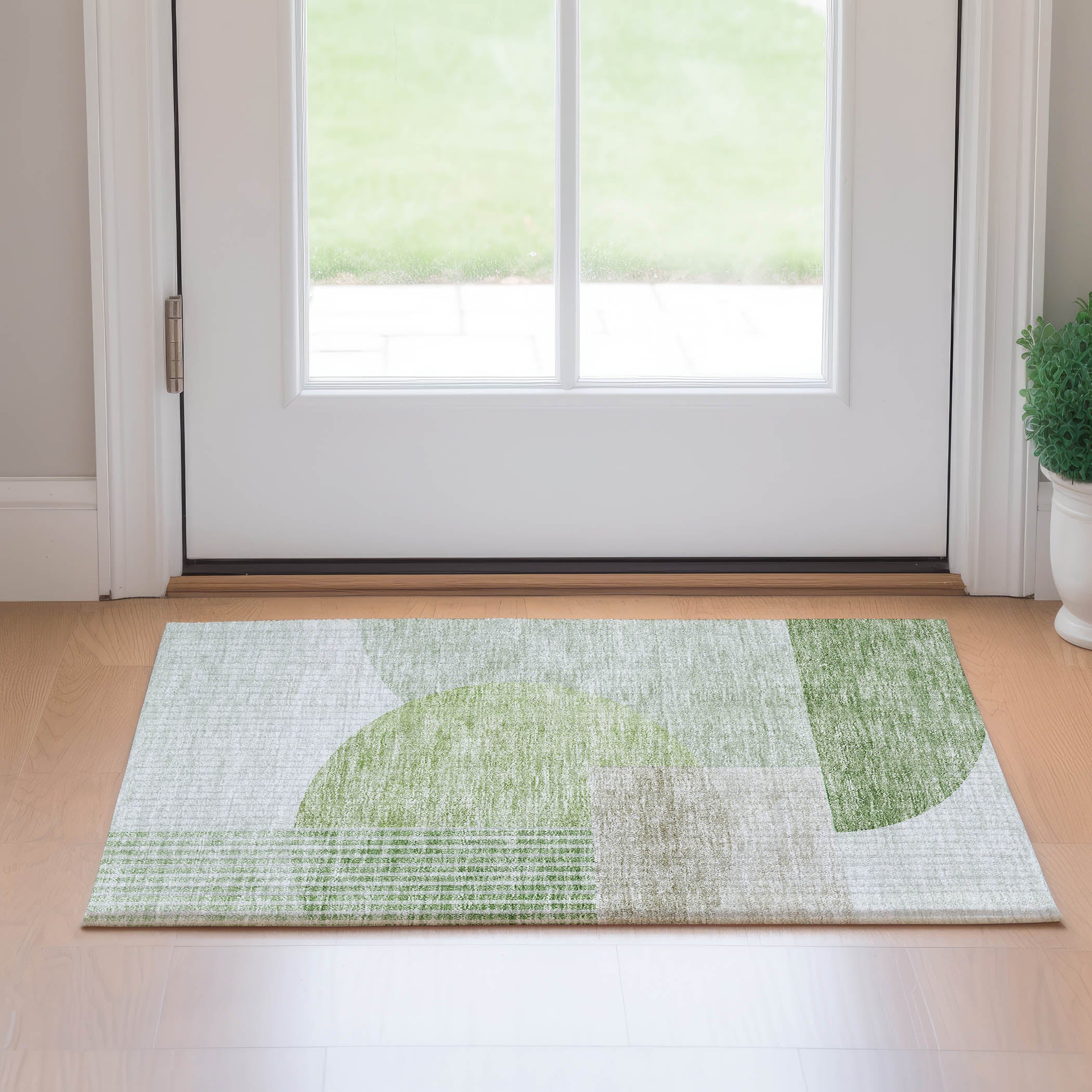 Montevideo Machine Washable Transitional Olive Green Rug 1'8" x 2'6" #shape_Rectangle