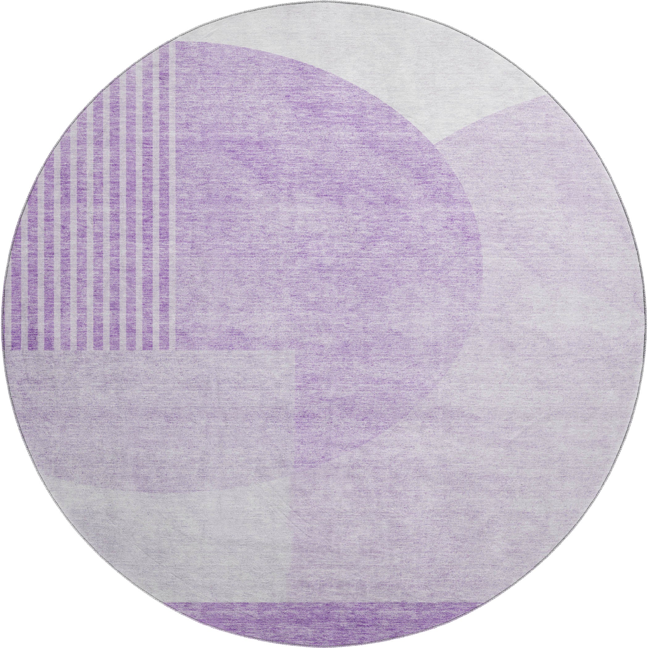 Montevideo Machine Washable Transitional Purple Rug 8' x 8' #shape_Round