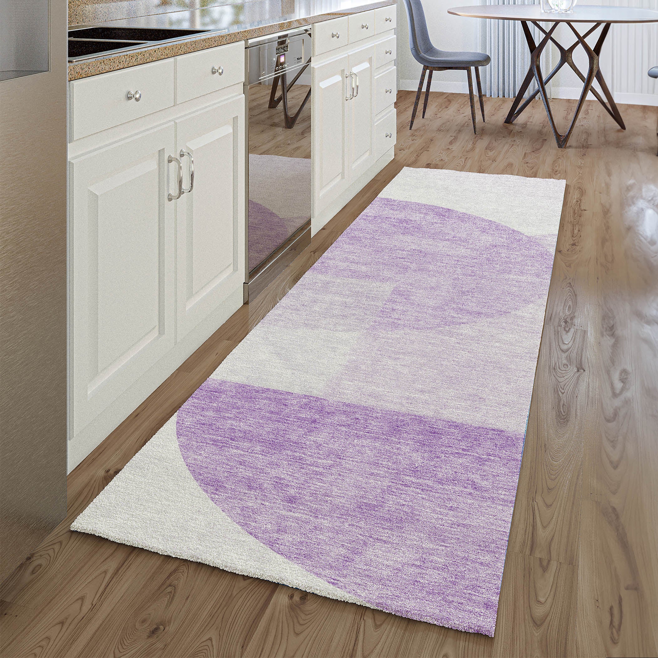 Montevideo Machine Washable Transitional Purple Rug 2'3" x 7'6" #shape_Runner
