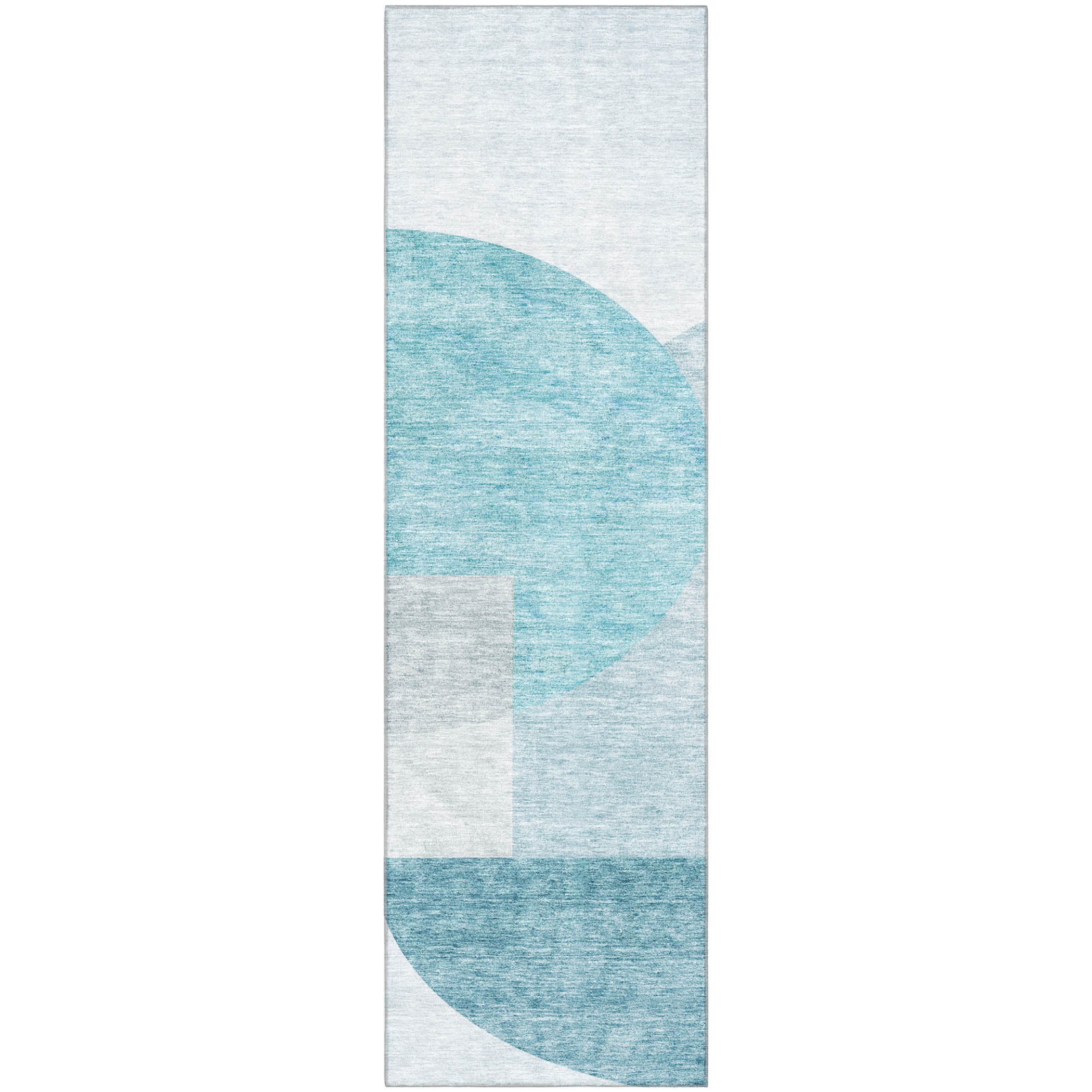 Montevideo Machine Washable Transitional Teal Rug 2'3" x 7'6" #shape_Runner