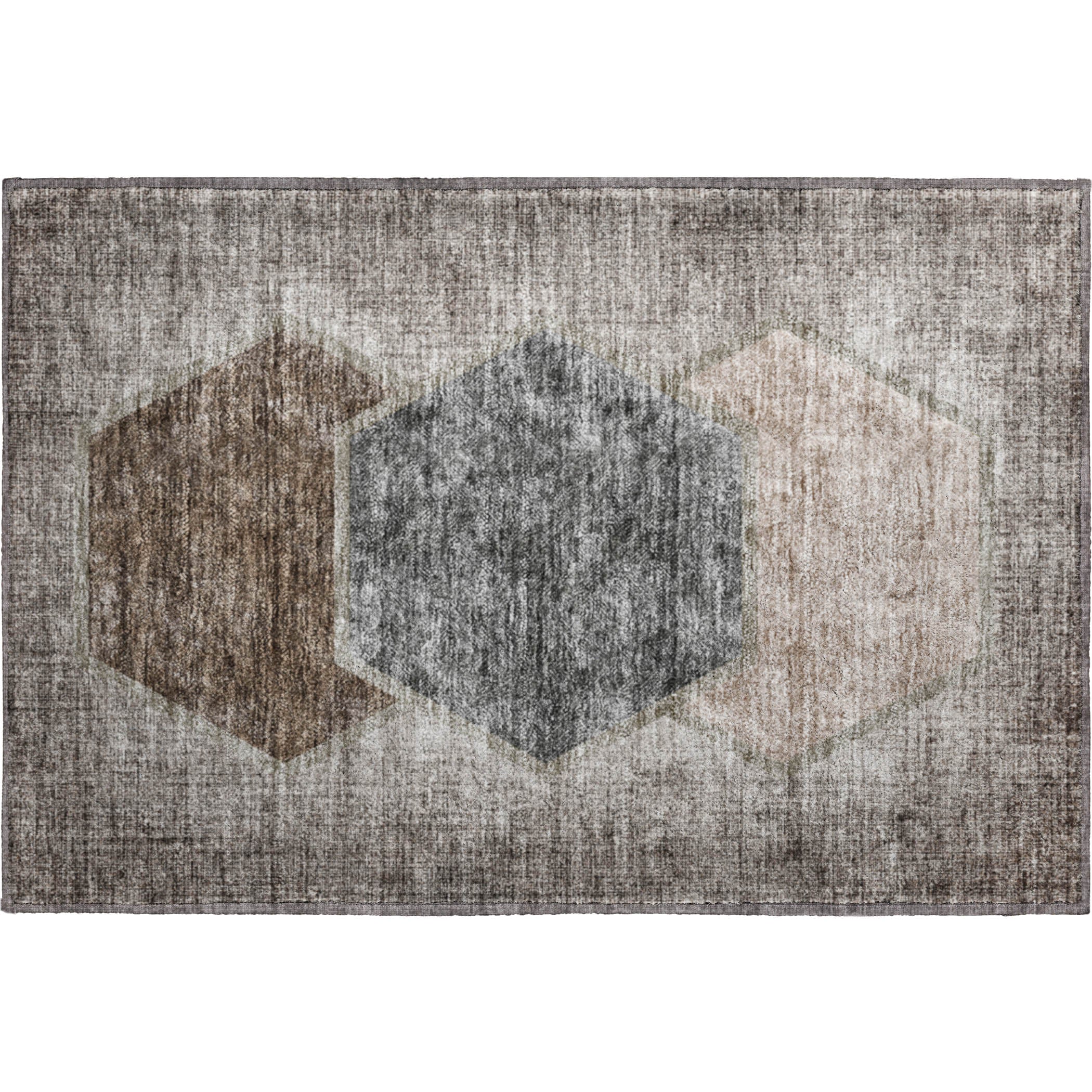 Queenstown Machine Washable Transitional Fudge Brown Rug 1'8" x 2'6" #shape_Rectangle