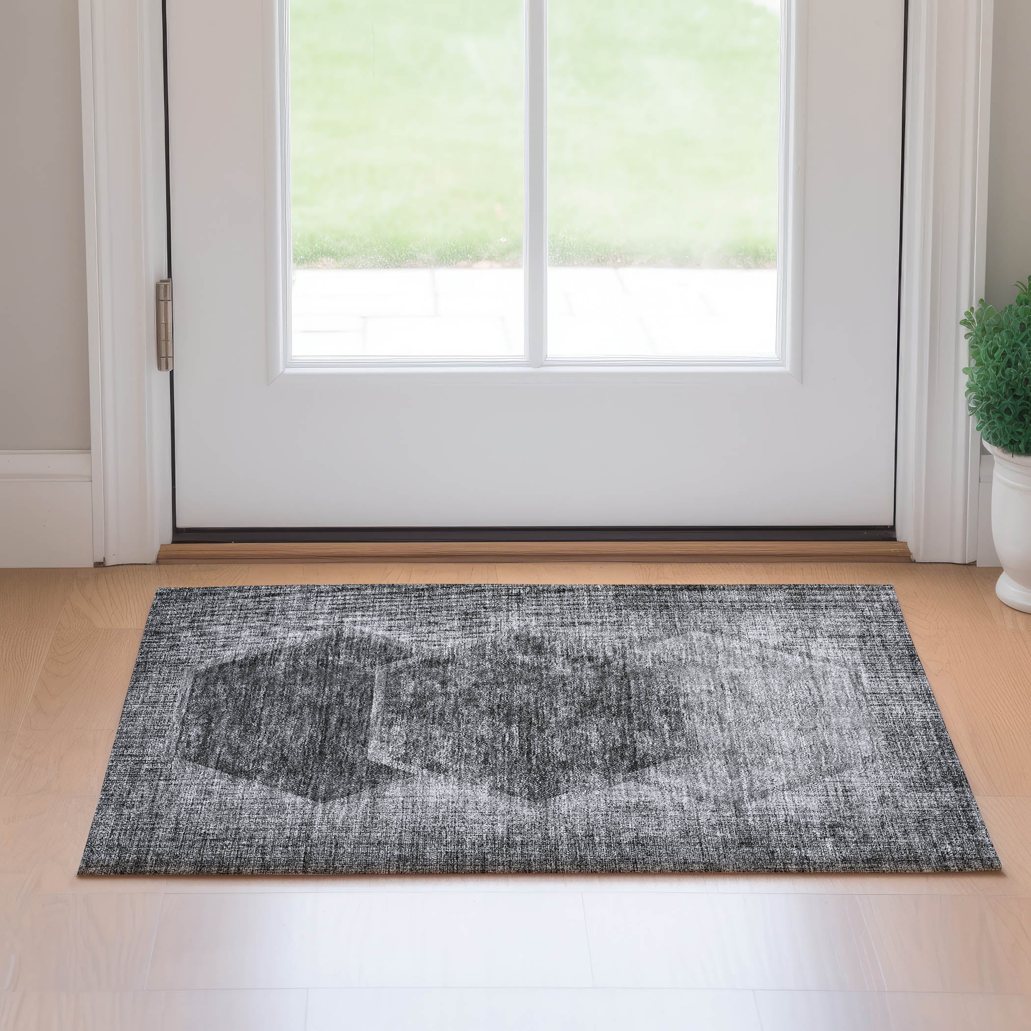 Queenstown Machine Washable Transitional Gray Rug 1'8" x 2'6" #shape_Rectangle