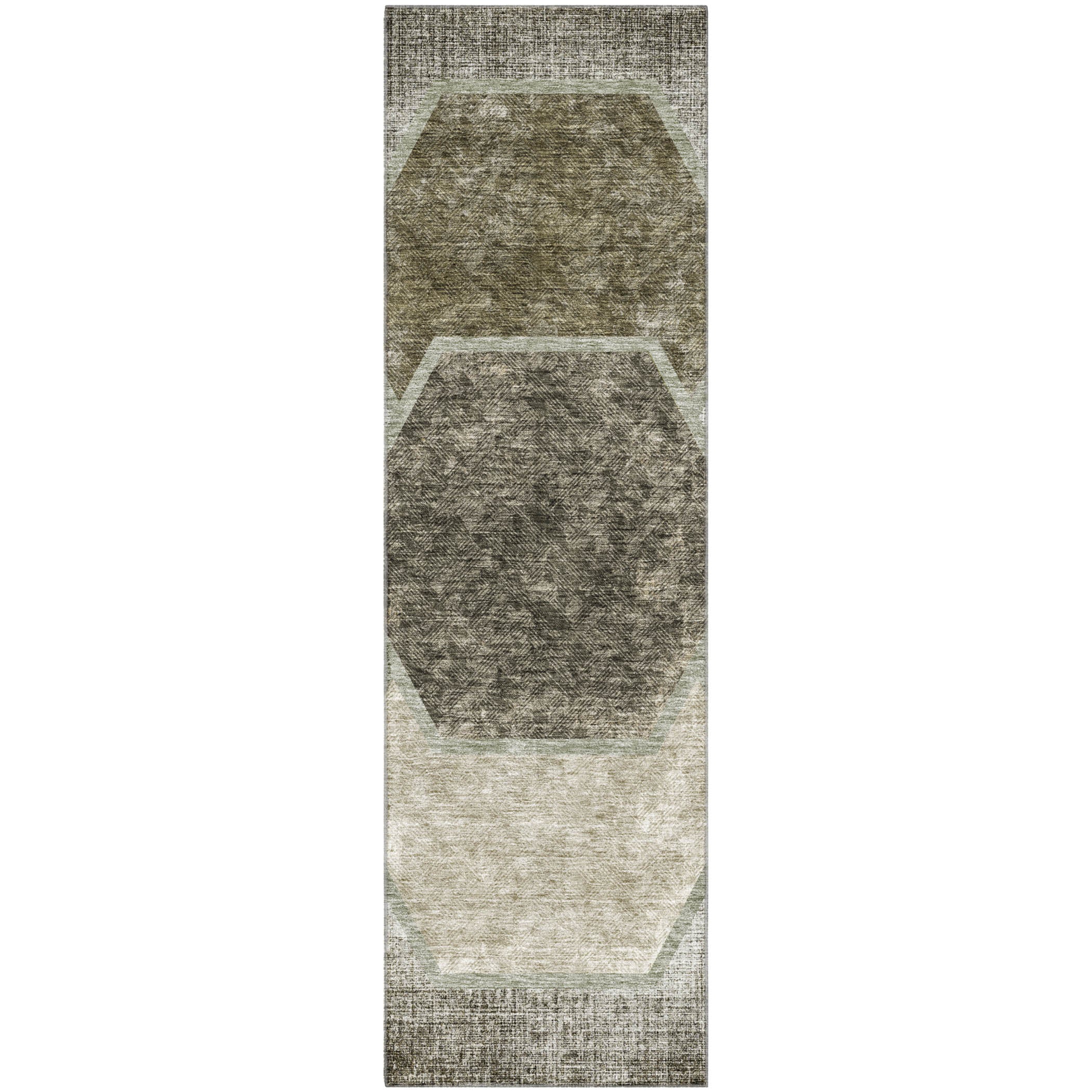Queenstown Machine Washable Transitional Taupe Brown Rug 2'3" x 7'6" #shape_Runner