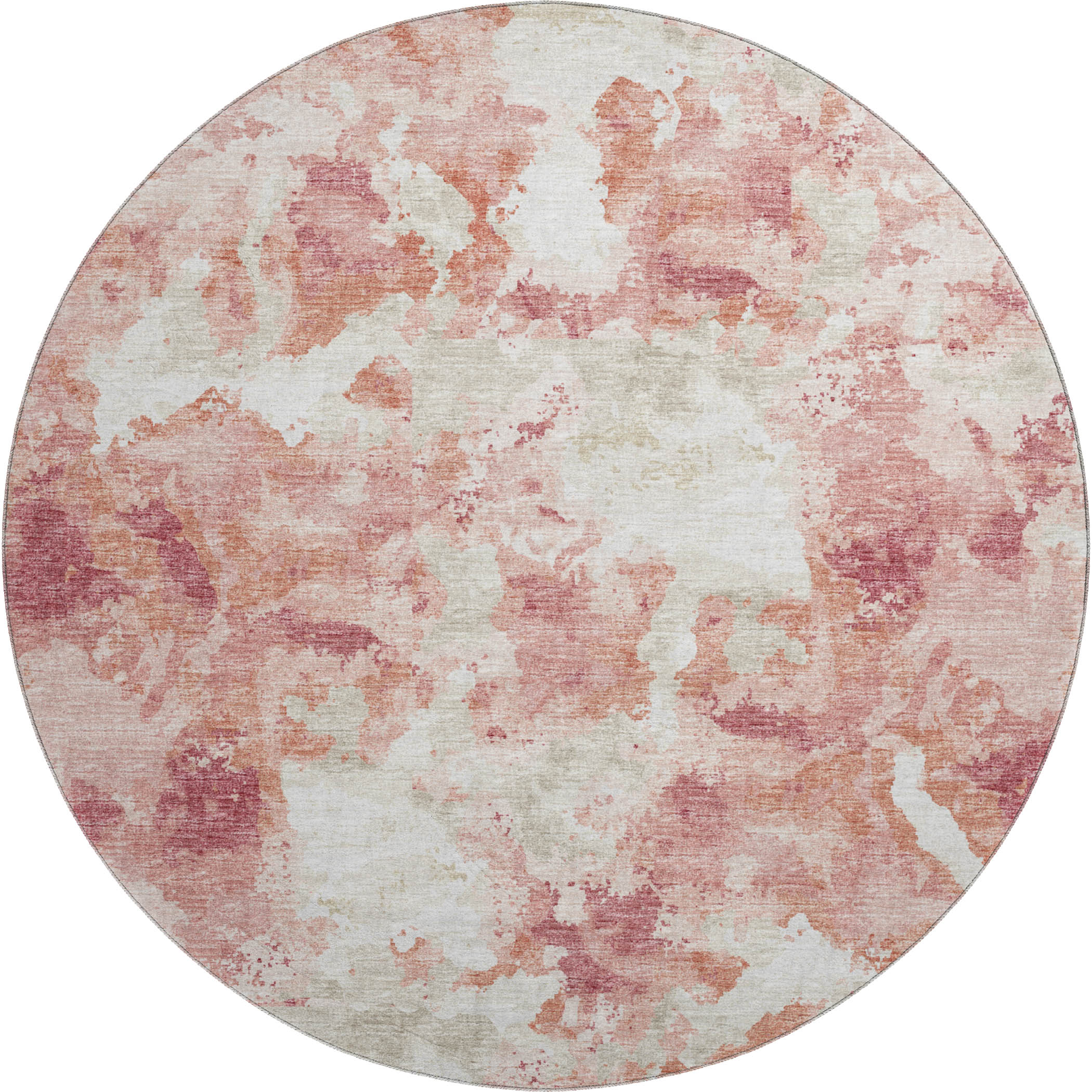 Valletta Machine Washable Transitional Pink Rug 8' x 8' #shape_Round