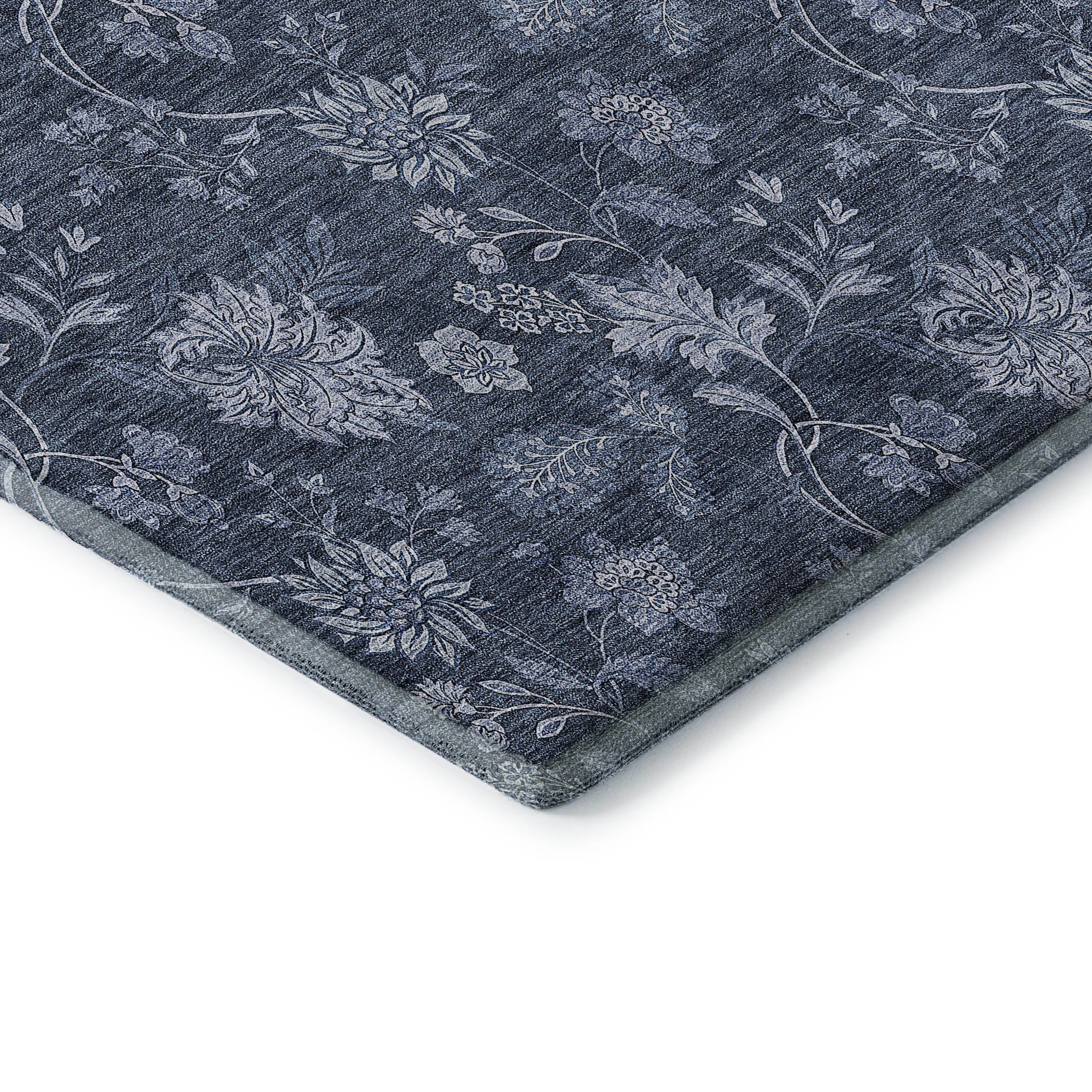 Cartagena Machine Washable Transitional Blue Rug 1'8" x 2'6" #shape_Rectangle