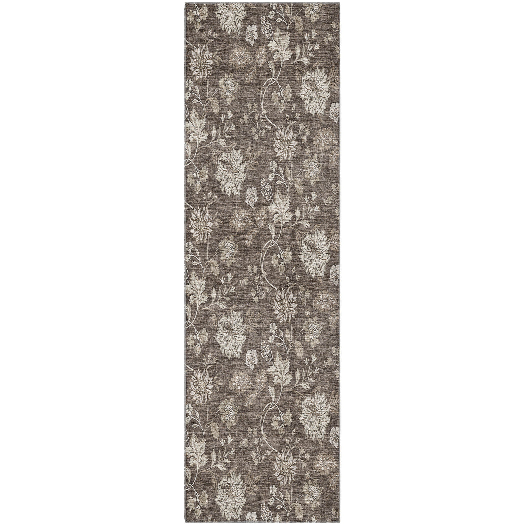 Cartagena Machine Washable Transitional Chocolate Brown Rug 2'3" x 7'6" #shape_Runner