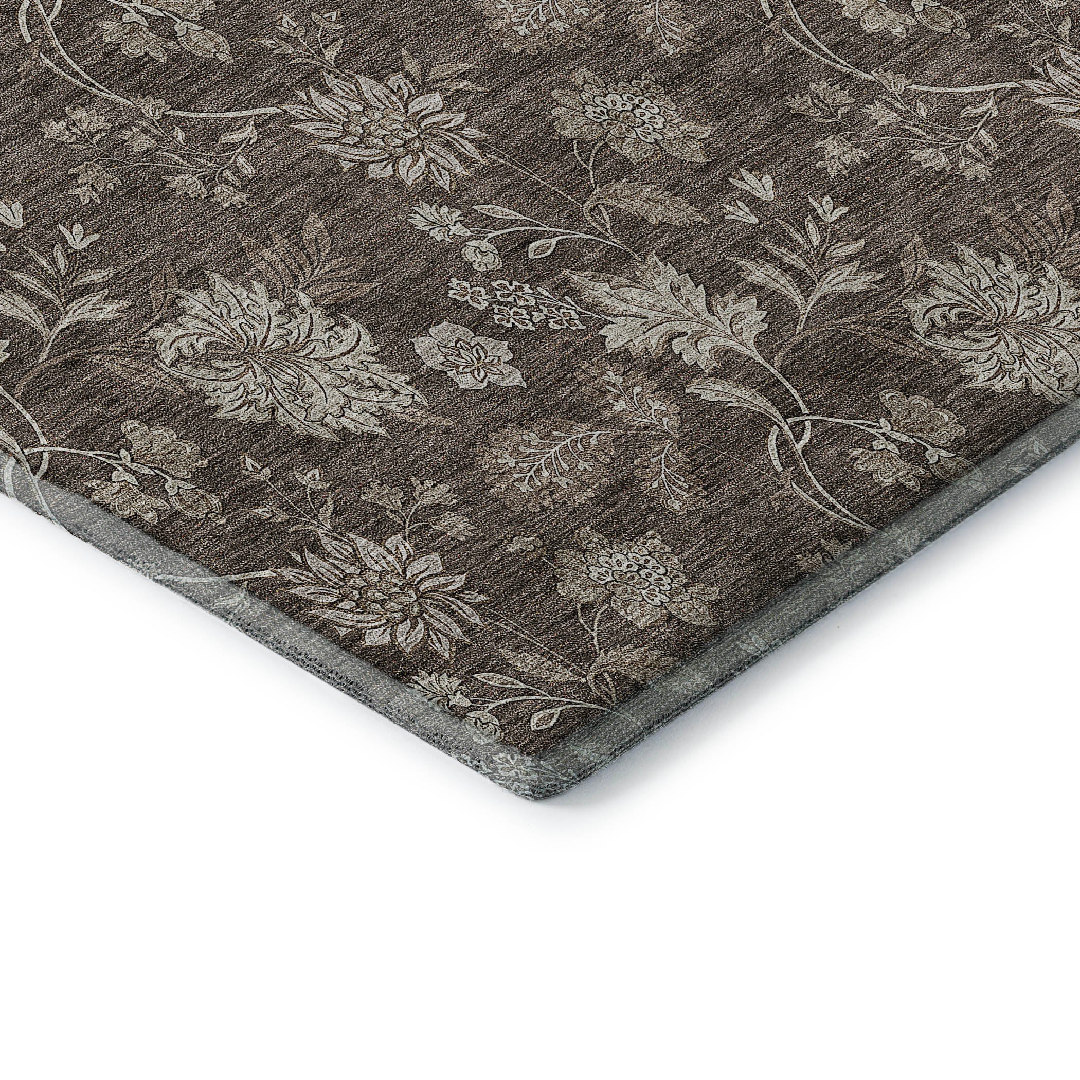 Cartagena Machine Washable Transitional Chocolate Brown Rug 1'8" x 2'6" #shape_Rectangle