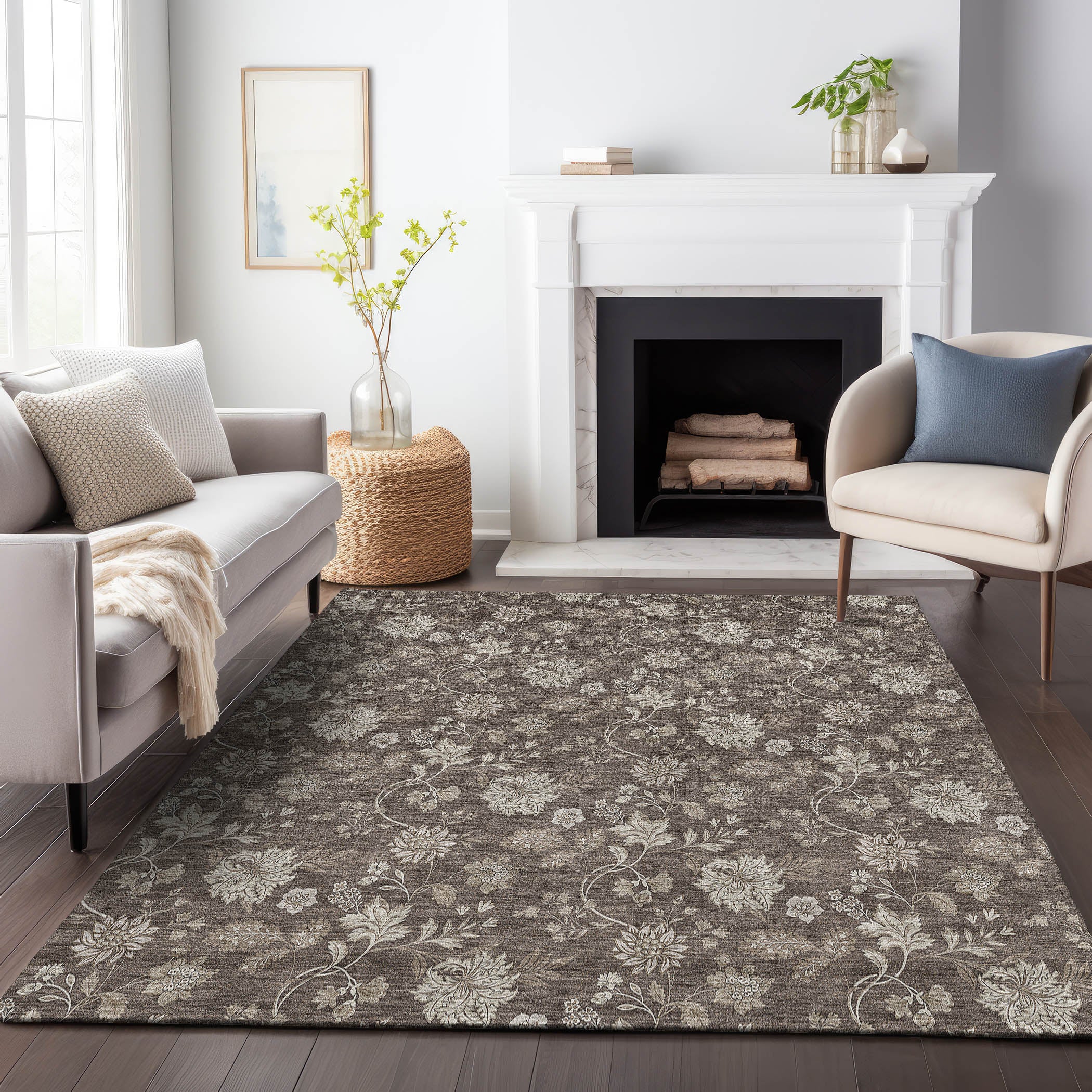 Cartagena Machine Washable Transitional Chocolate Brown Rug 2'6" x 3'10" #shape_Rectangle