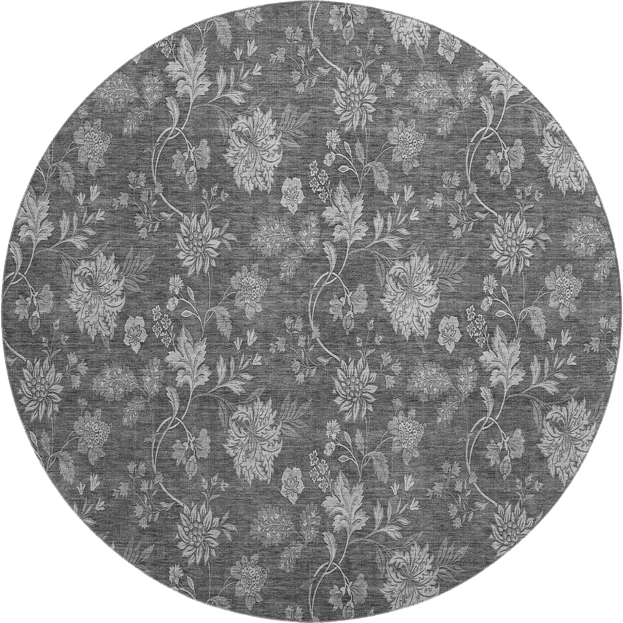 Cartagena Machine Washable Transitional Gray Rug 8' x 8' #shape_Round