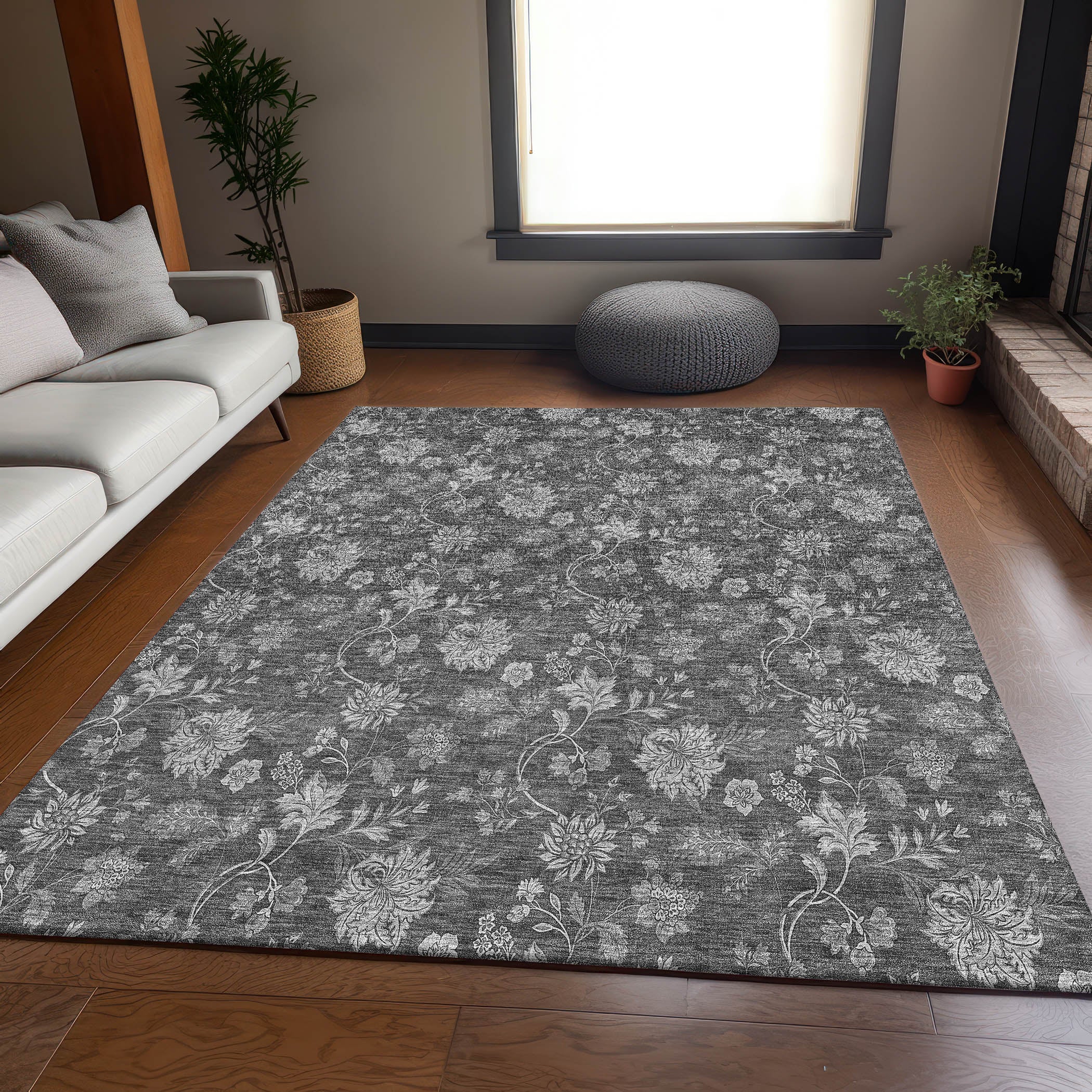 Cartagena Machine Washable Transitional Gray Rug 2'6" x 3'10" #shape_Rectangle