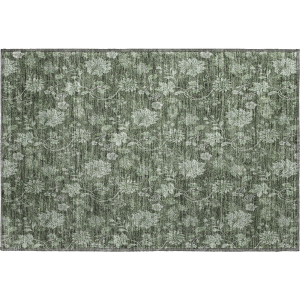 Cartagena Machine Washable Transitional Olive Green Rug 1'8" x 2'6"