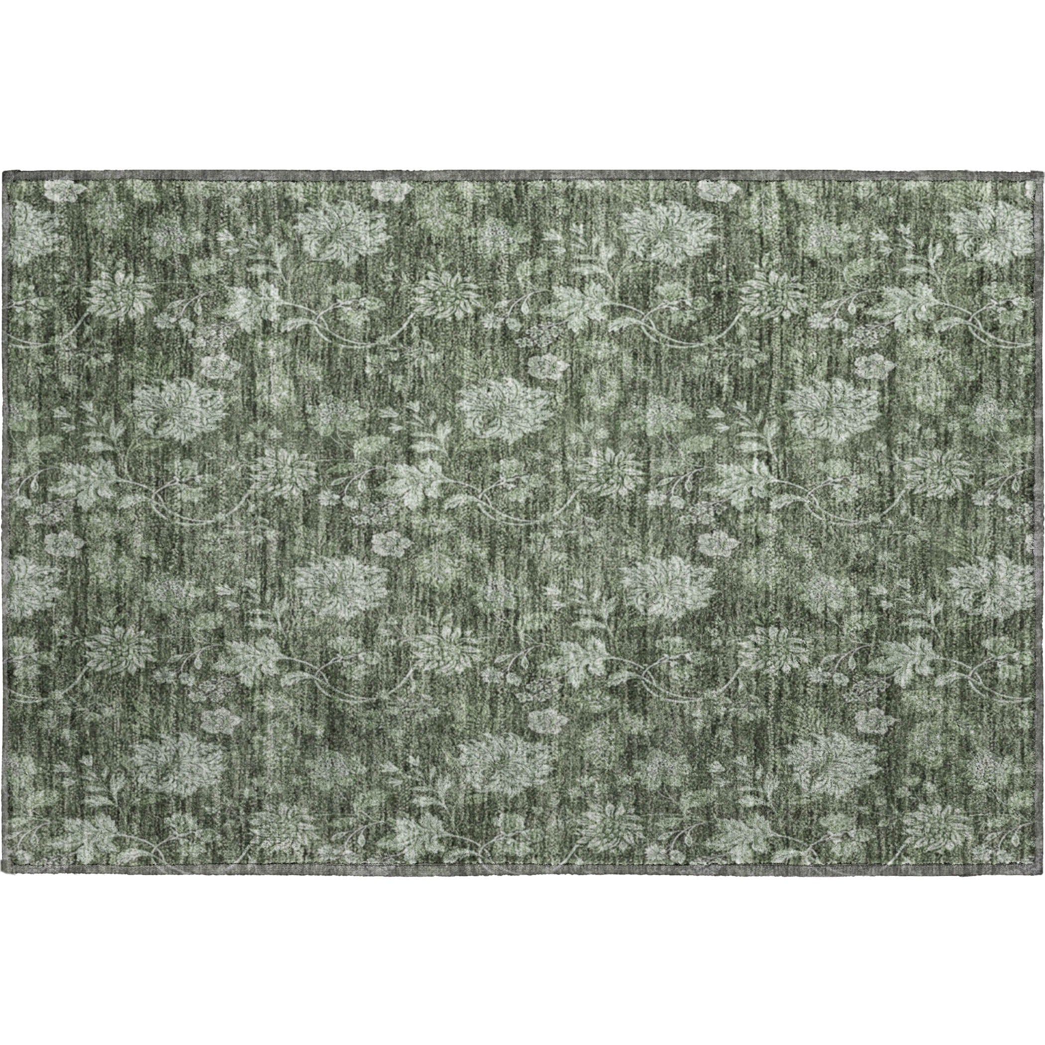Cartagena Machine Washable Transitional Olive Green Rug 1'8" x 2'6" #shape_Rectangle