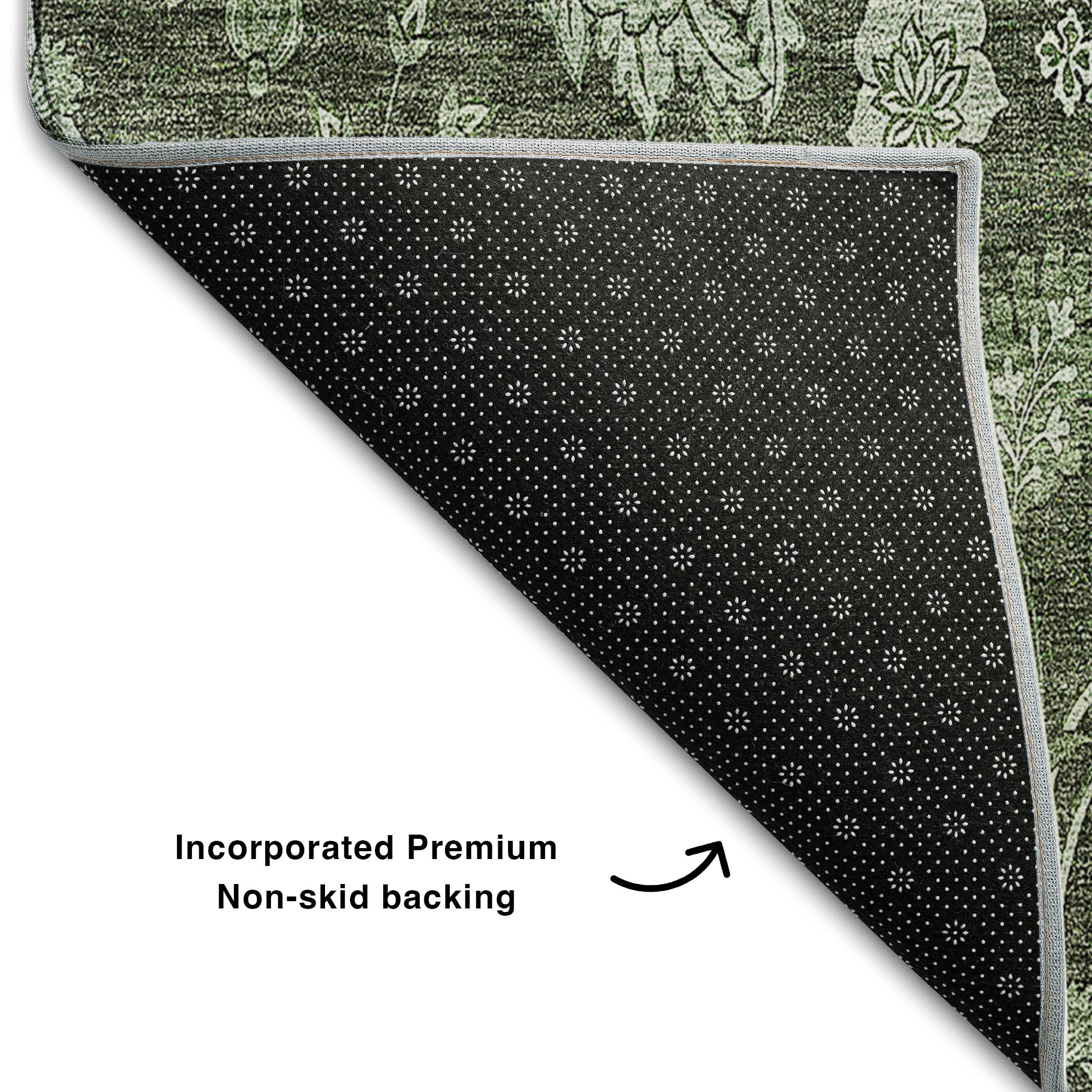 Cartagena Machine Washable Transitional Olive Green Rug 1'8" x 2'6" #shape_Rectangle