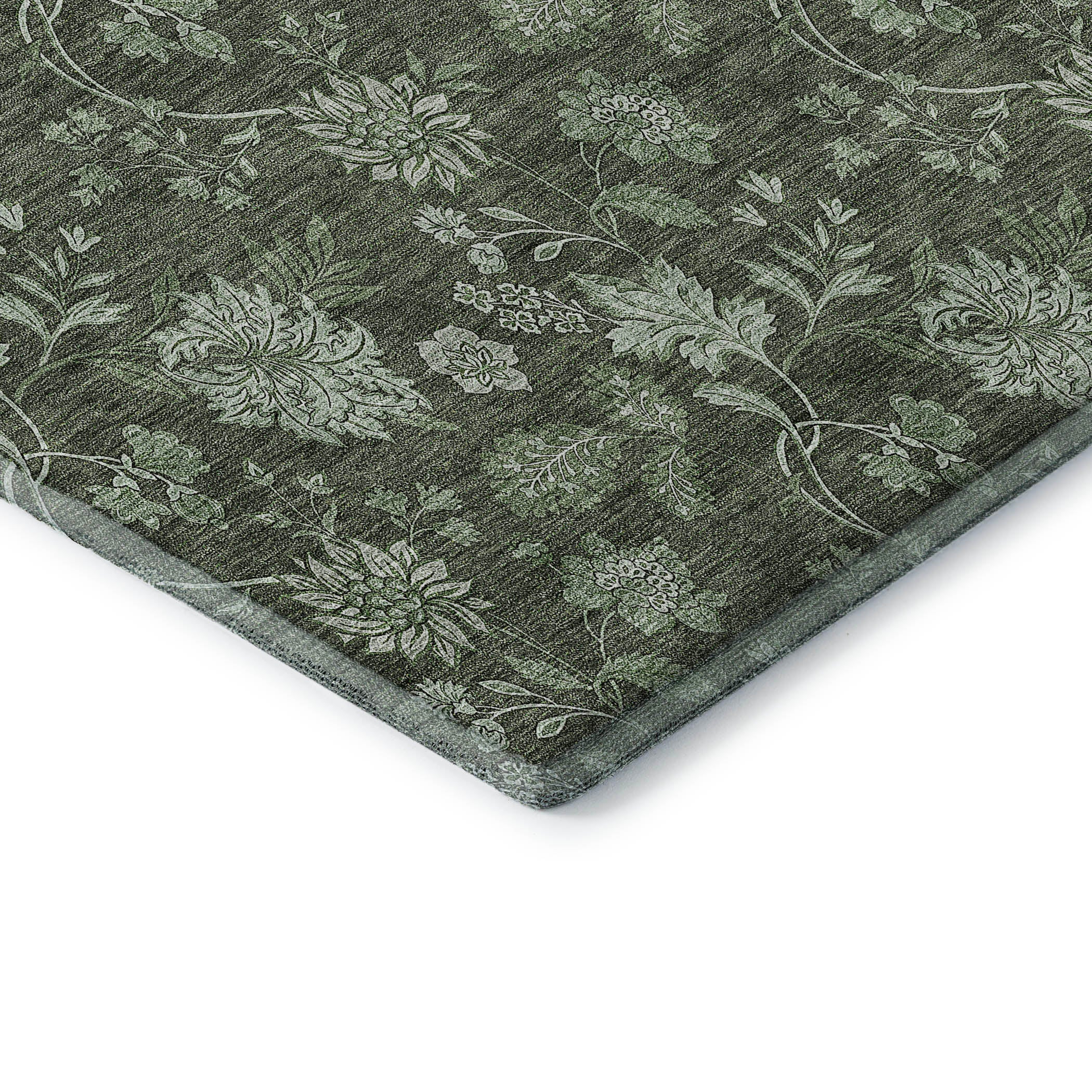 Cartagena Machine Washable Transitional Olive Green Rug 1'8" x 2'6" #shape_Rectangle