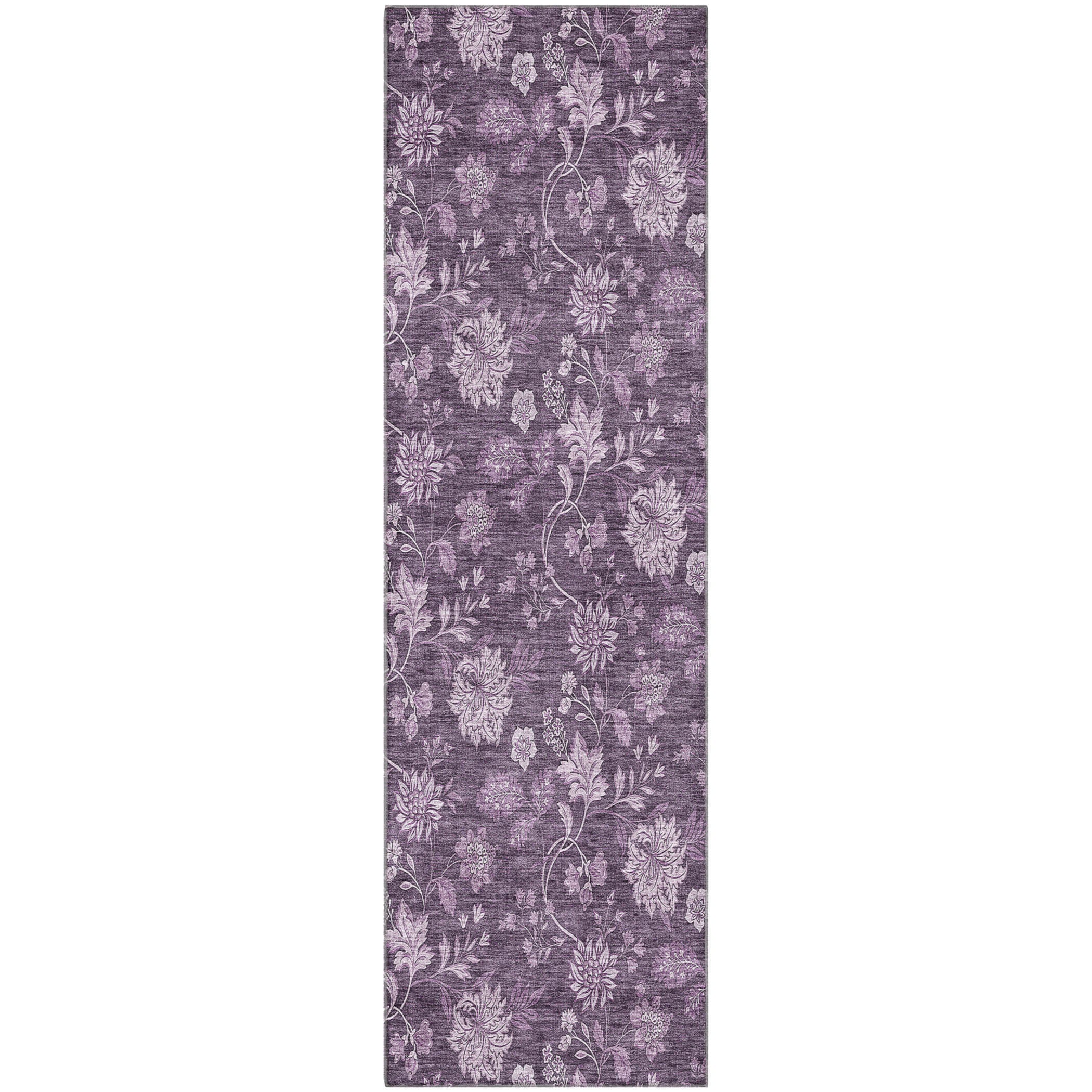 Cartagena Machine Washable Transitional Plum Purple Rug 2'3" x 7'6" #shape_Runner
