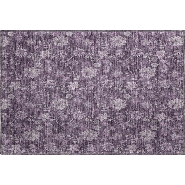 Cartagena Machine Washable Transitional Plum Purple Rug 1'8" x 2'6"