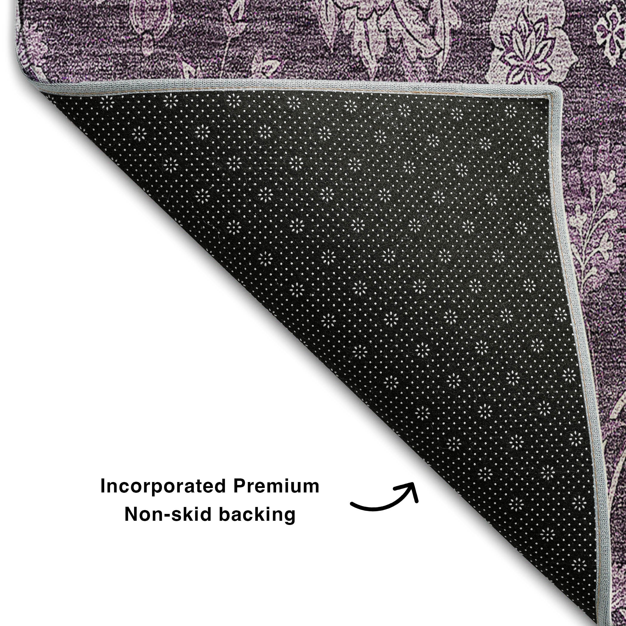 Cartagena Machine Washable Transitional Plum Purple Rug 1'8" x 2'6" #shape_Rectangle