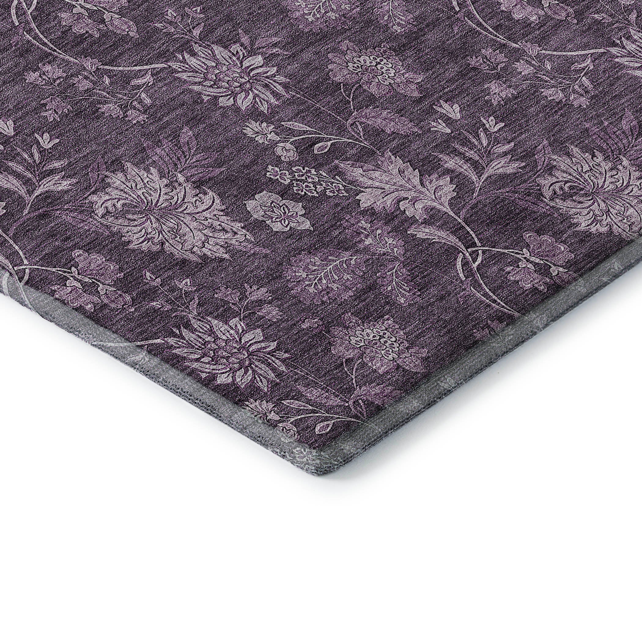 Cartagena Machine Washable Transitional Plum Purple Rug 1'8" x 2'6" #shape_Rectangle