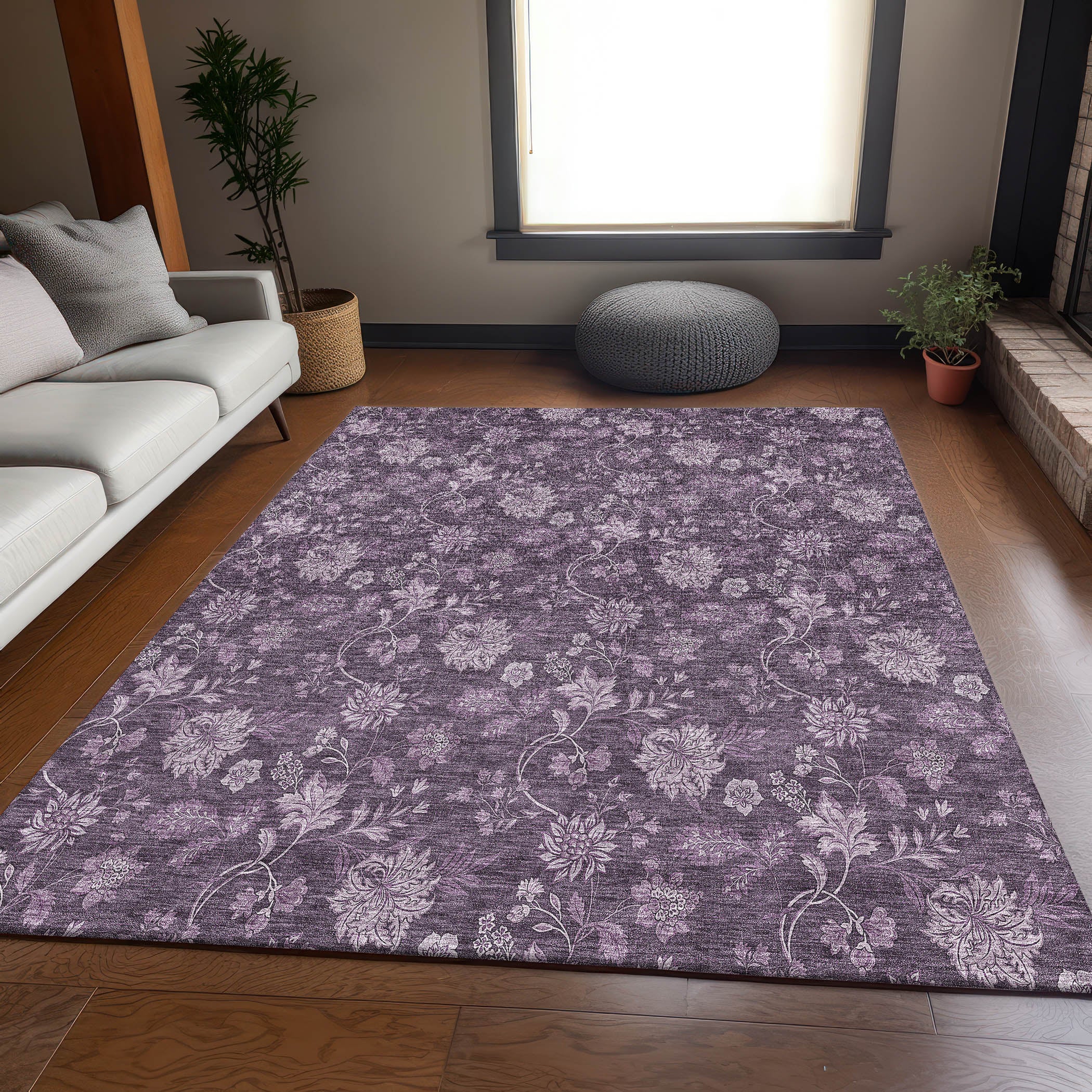 Cartagena Machine Washable Transitional Plum Purple Rug 2'6" x 3'10" #shape_Rectangle