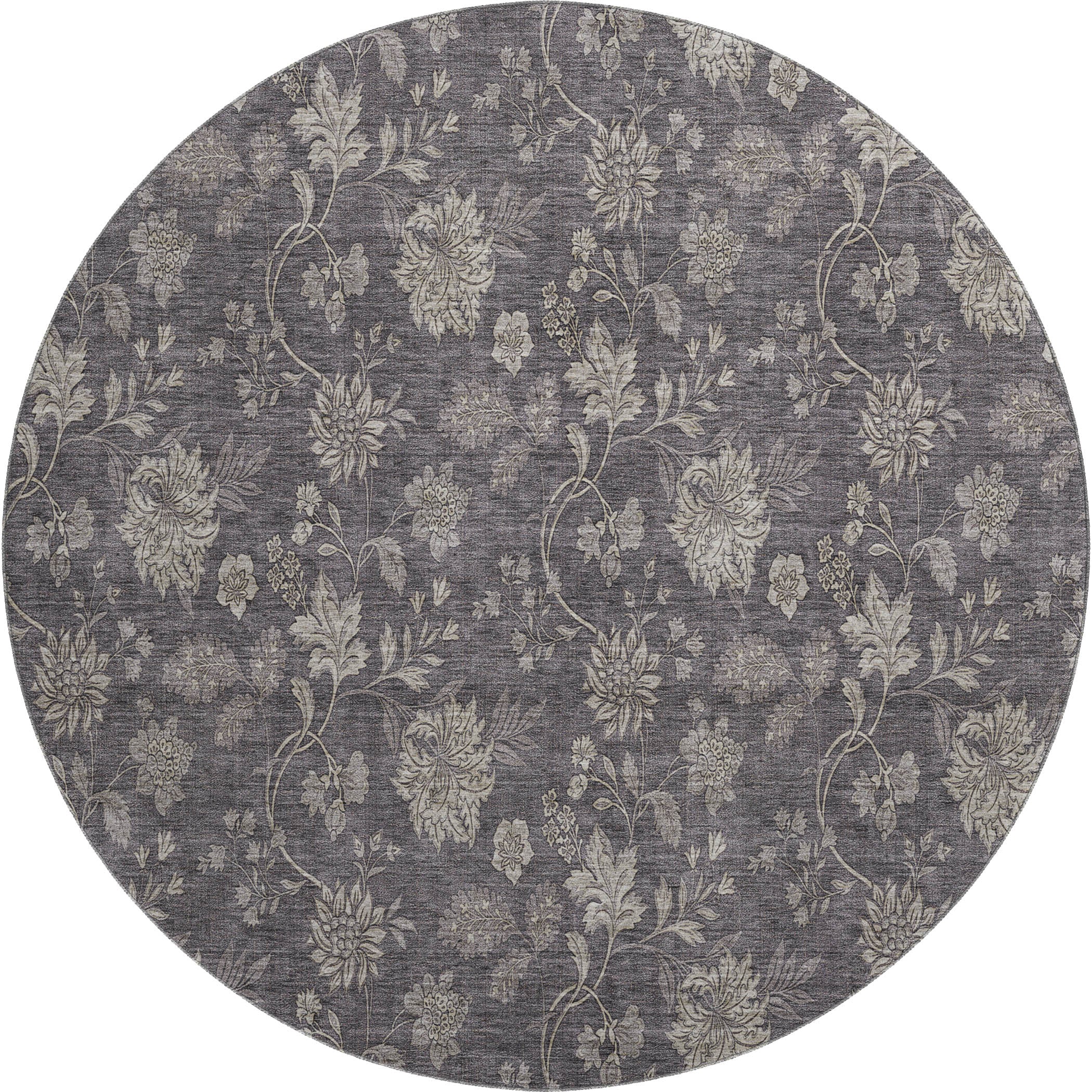 Cartagena Machine Washable Transitional Taupe Brown Rug 8' x 8' #shape_Round