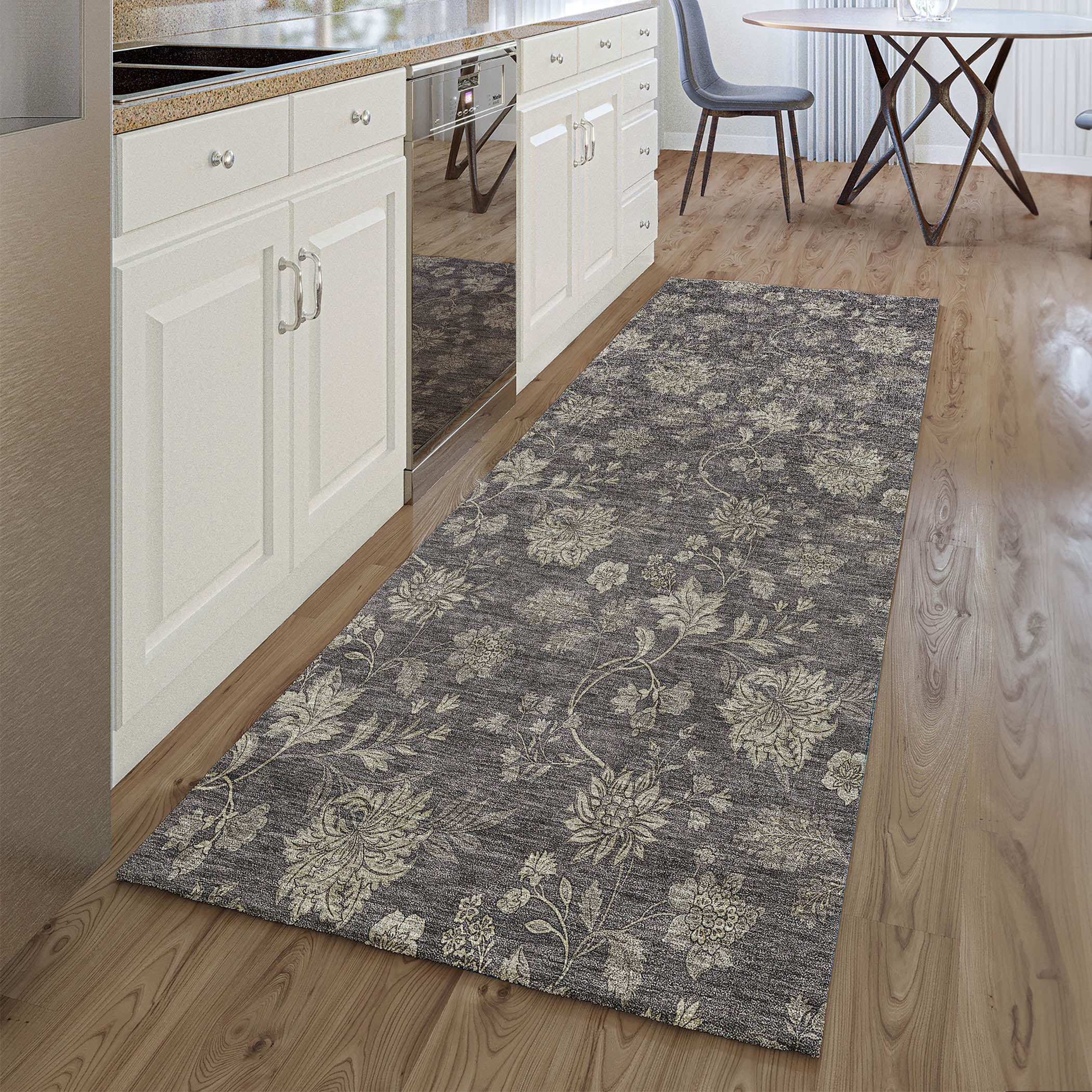 Cartagena Machine Washable Transitional Taupe Brown Rug 2'3" x 7'6" #shape_Runner