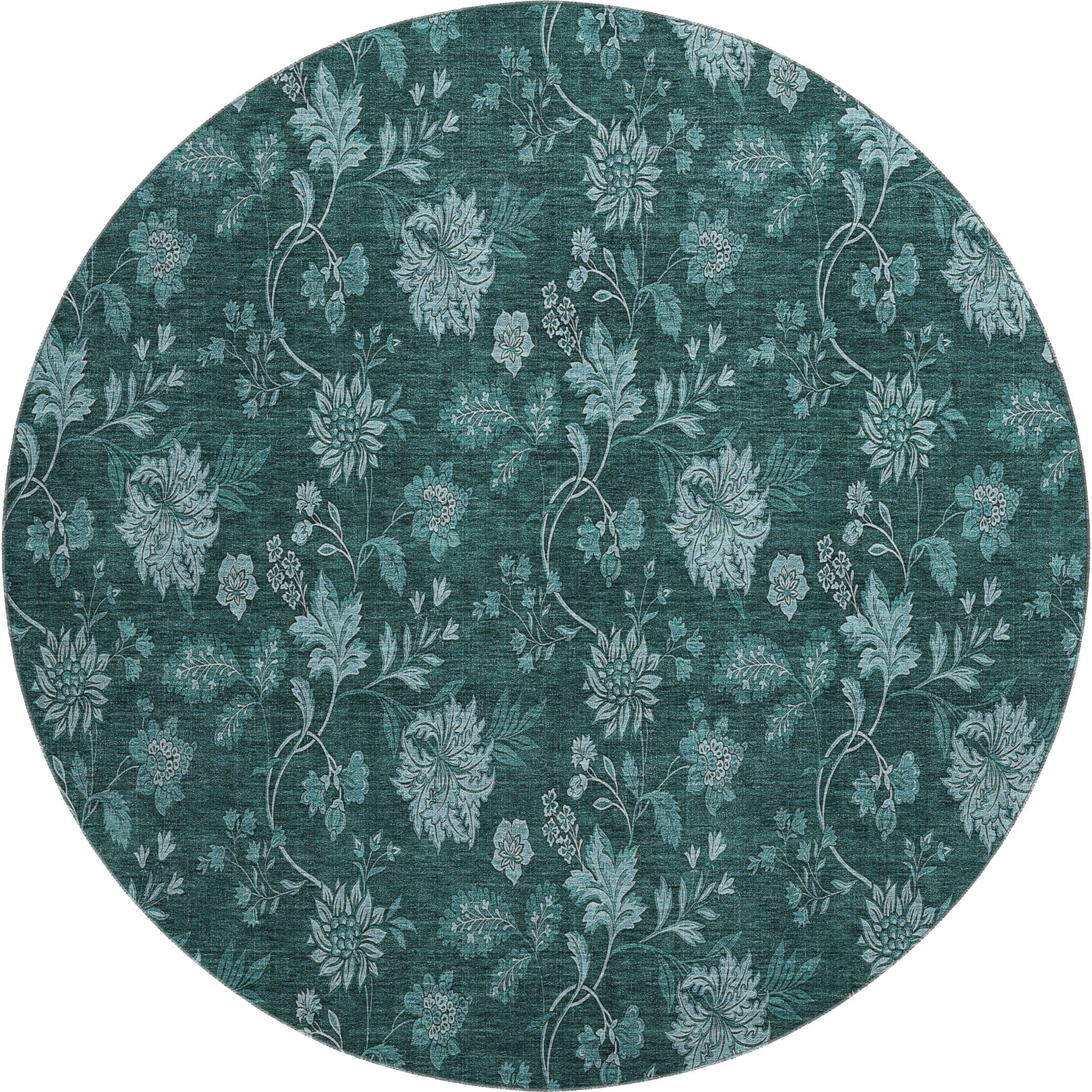 Cartagena Machine Washable Transitional Teal Rug 8' x 8' #shape_Round