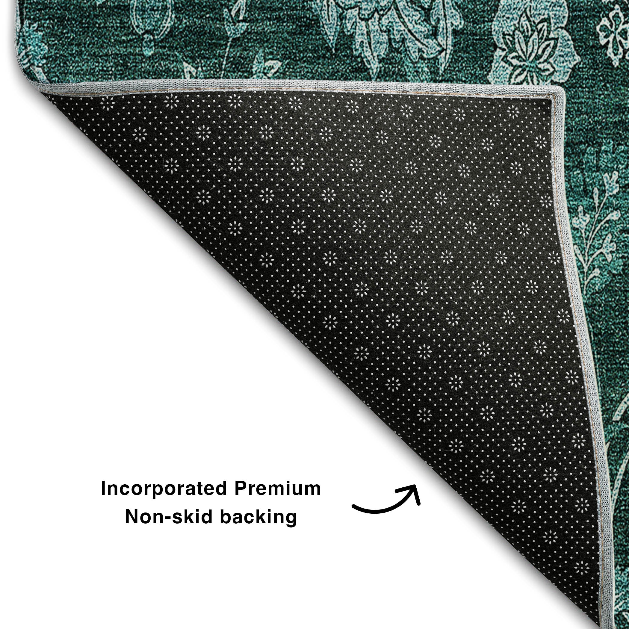 Cartagena Machine Washable Transitional Teal Rug 1'8" x 2'6" #shape_Rectangle