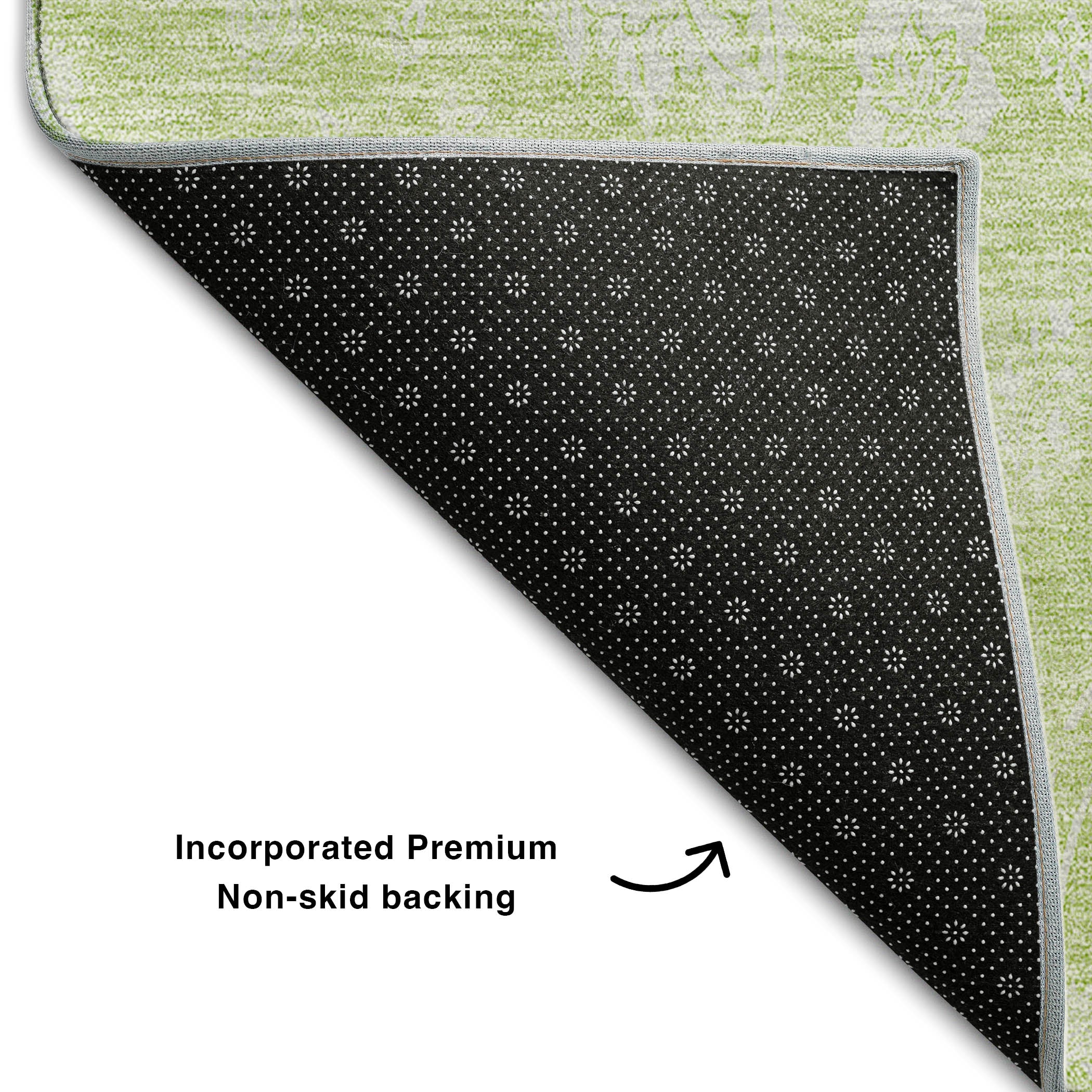 Prague Machine Washable Transitional Aloe Green Rug 1'8" x 2'6" #shape_Rectangle