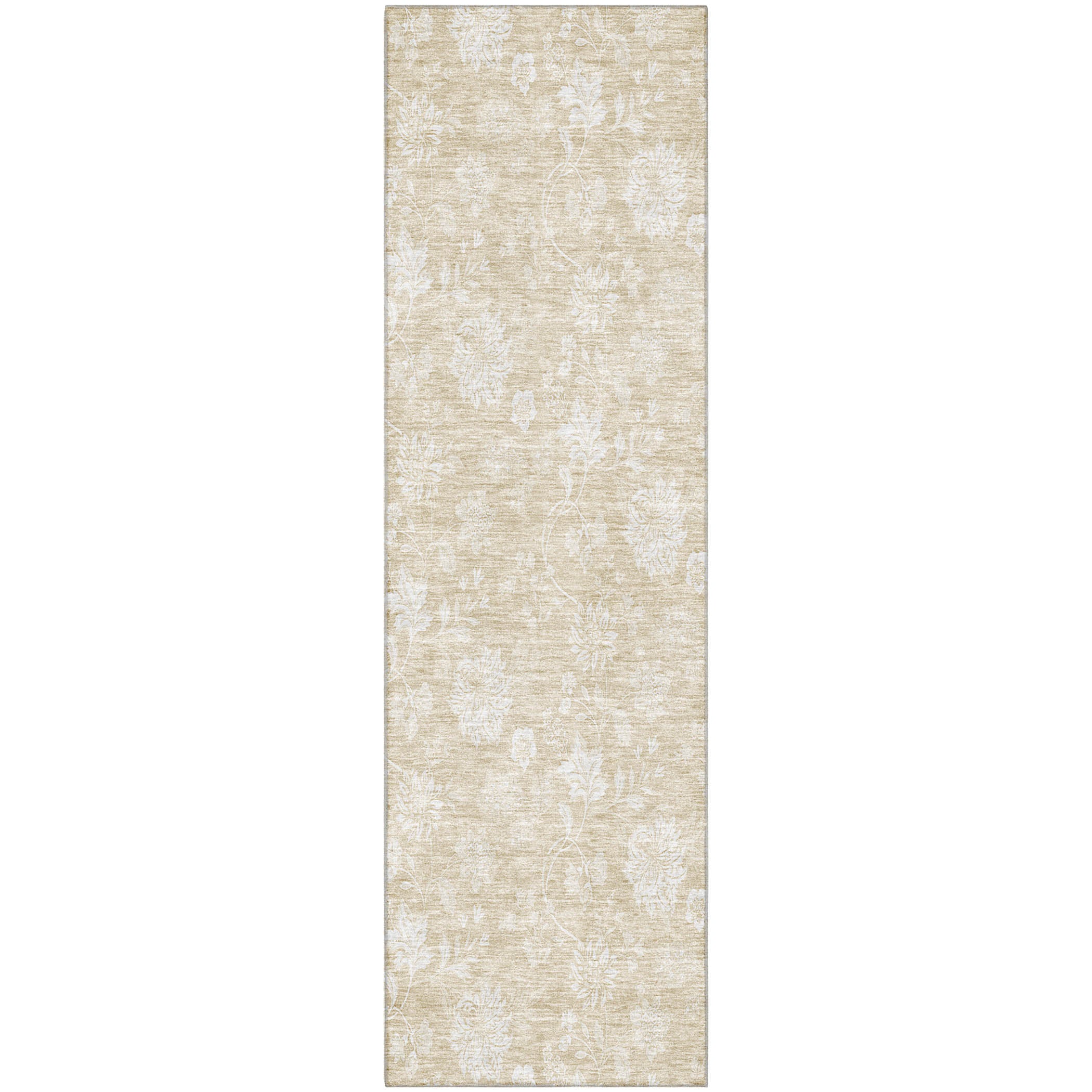 Prague Machine Washable Transitional Beige Brown Rug 2'3" x 7'6" #shape_Runner