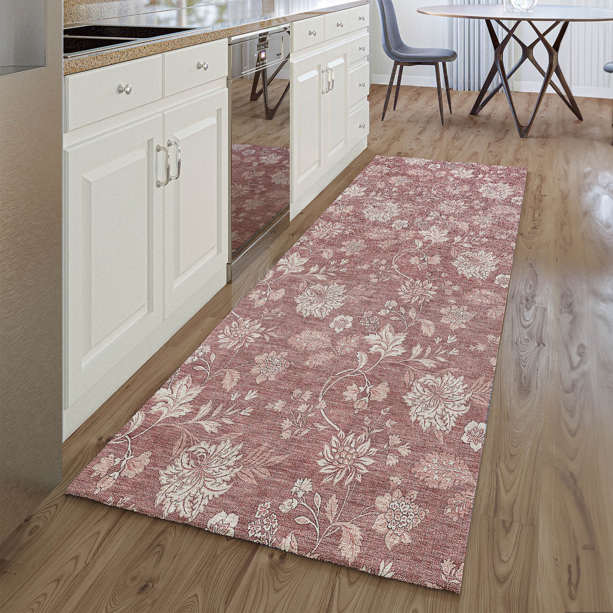 Prague Machine Washable Transitional Blush Pink Rug 2'3" x 7'6" #shape_Runner