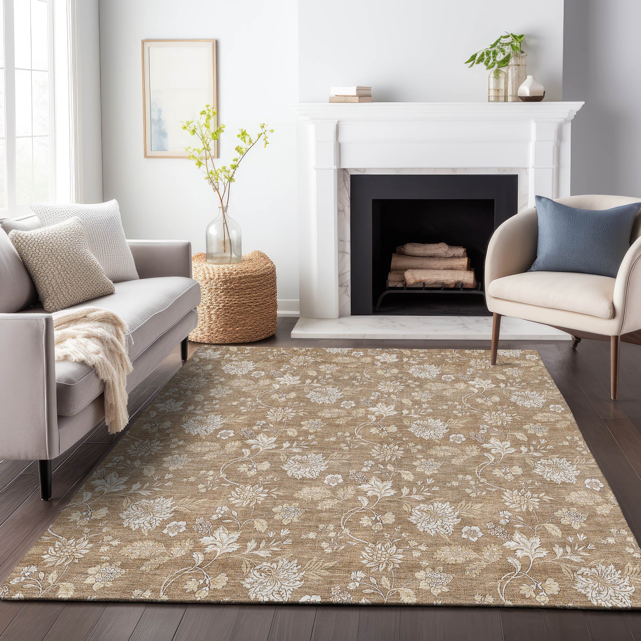 Prague Machine Washable Transitional Copper Orange Rug 2'6" x 3'10" #shape_Rectangle