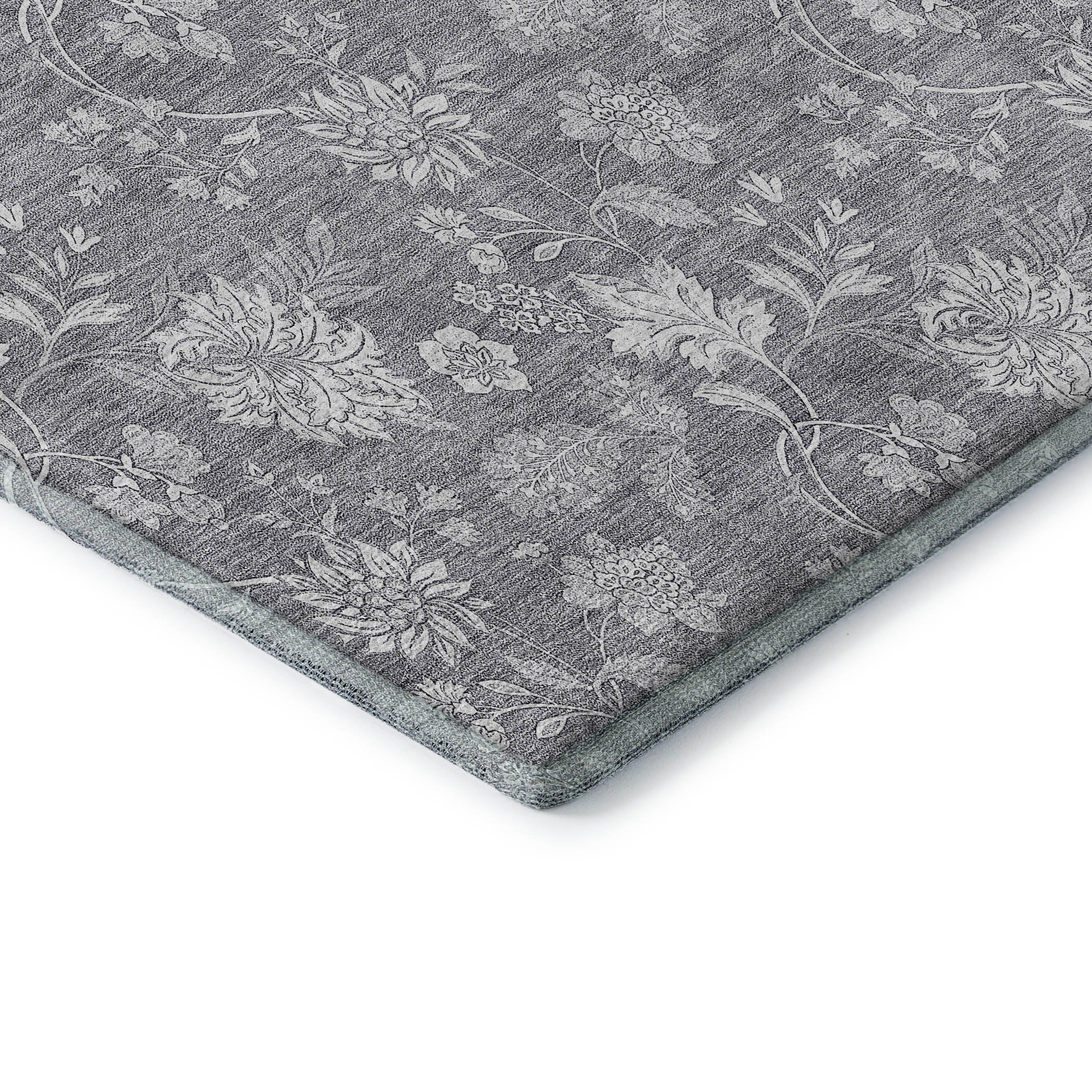 Prague Machine Washable Transitional Gray Rug 1'8" x 2'6" #shape_Rectangle