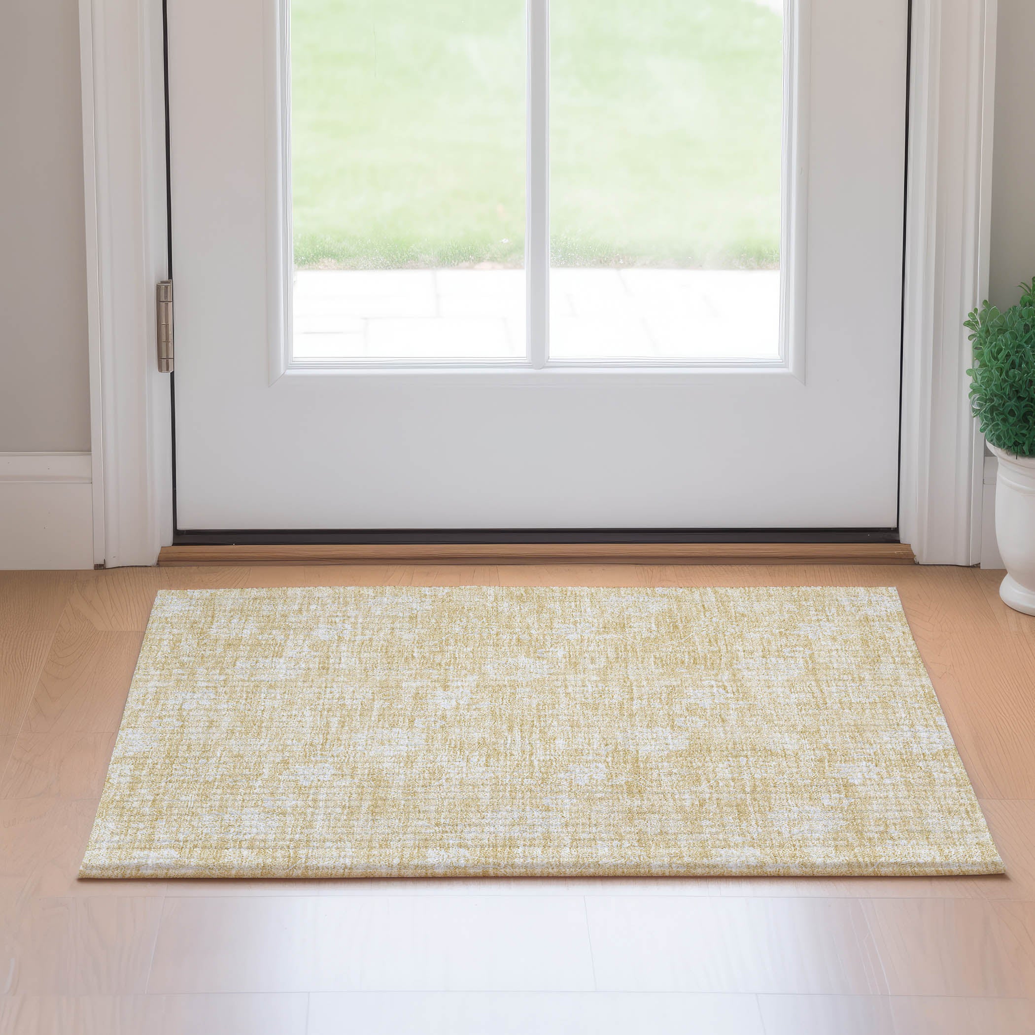 Prague Machine Washable Transitional Honey Gold Rug 1'8" x 2'6" #shape_Rectangle
