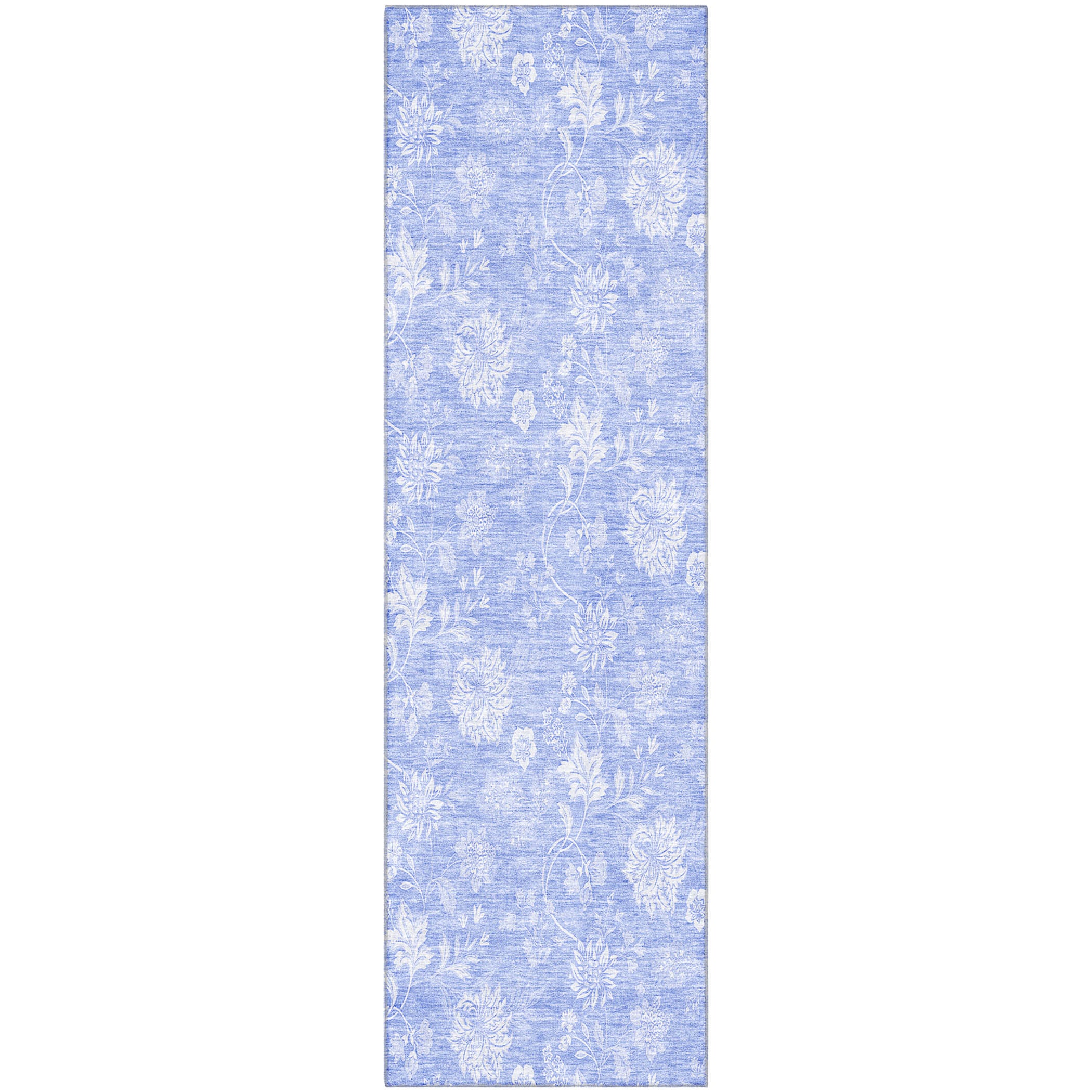 Prague Machine Washable Transitional Sky Blue Rug 2'3" x 7'6" #shape_Runner