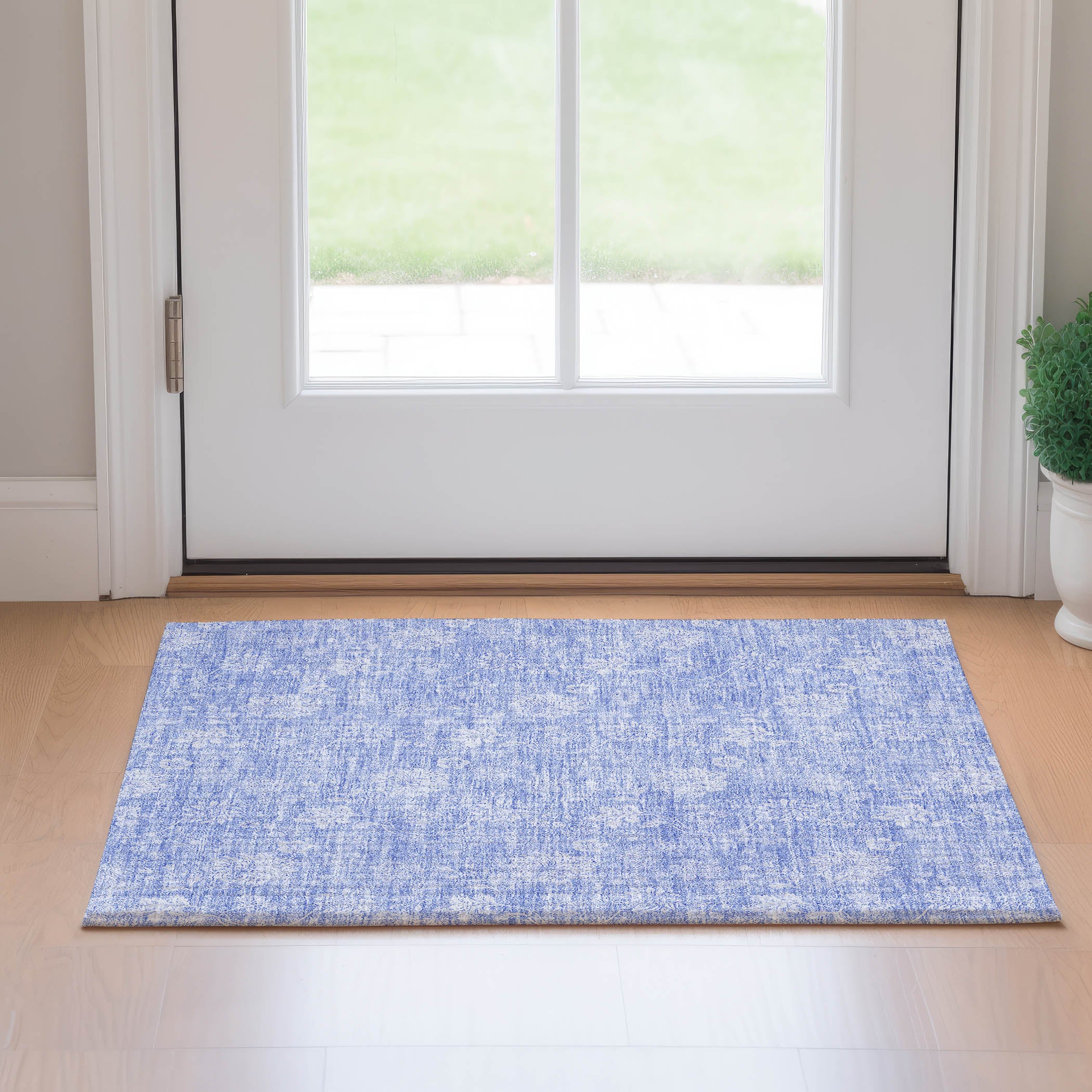 Prague Machine Washable Transitional Sky Blue Rug 1'8" x 2'6" #shape_Rectangle