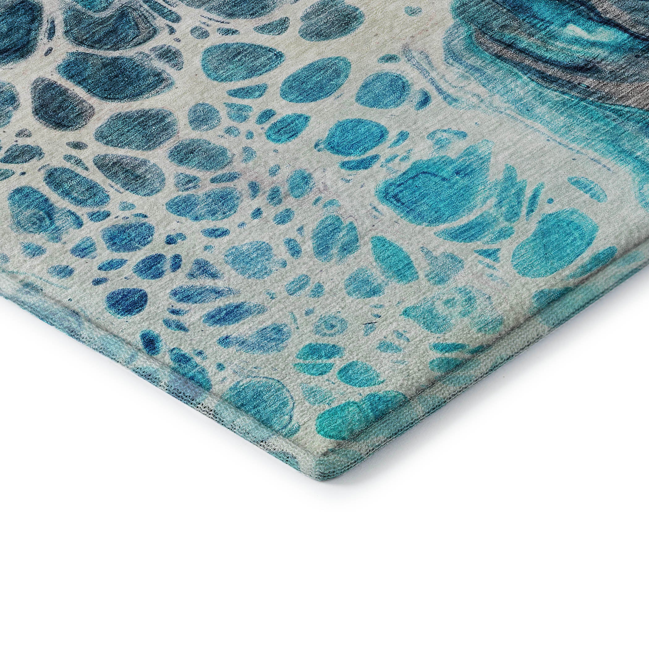 Cusco Machine Washable Transitional Teal Rug 1'8" x 2'6" #shape_Rectangle