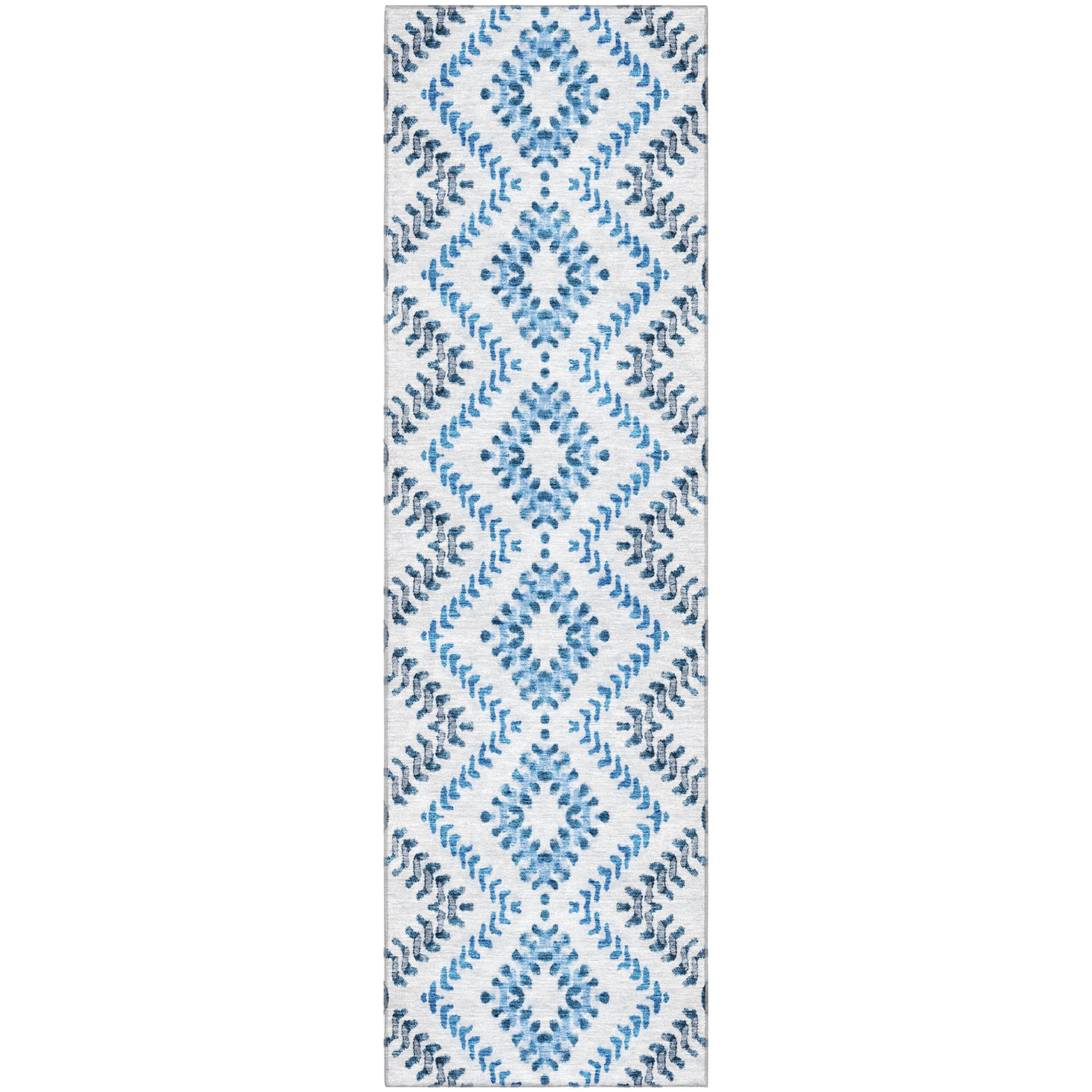 Rome Machine Washable Transitional Blue Rug 2'3" x 7'6" #shape_Runner