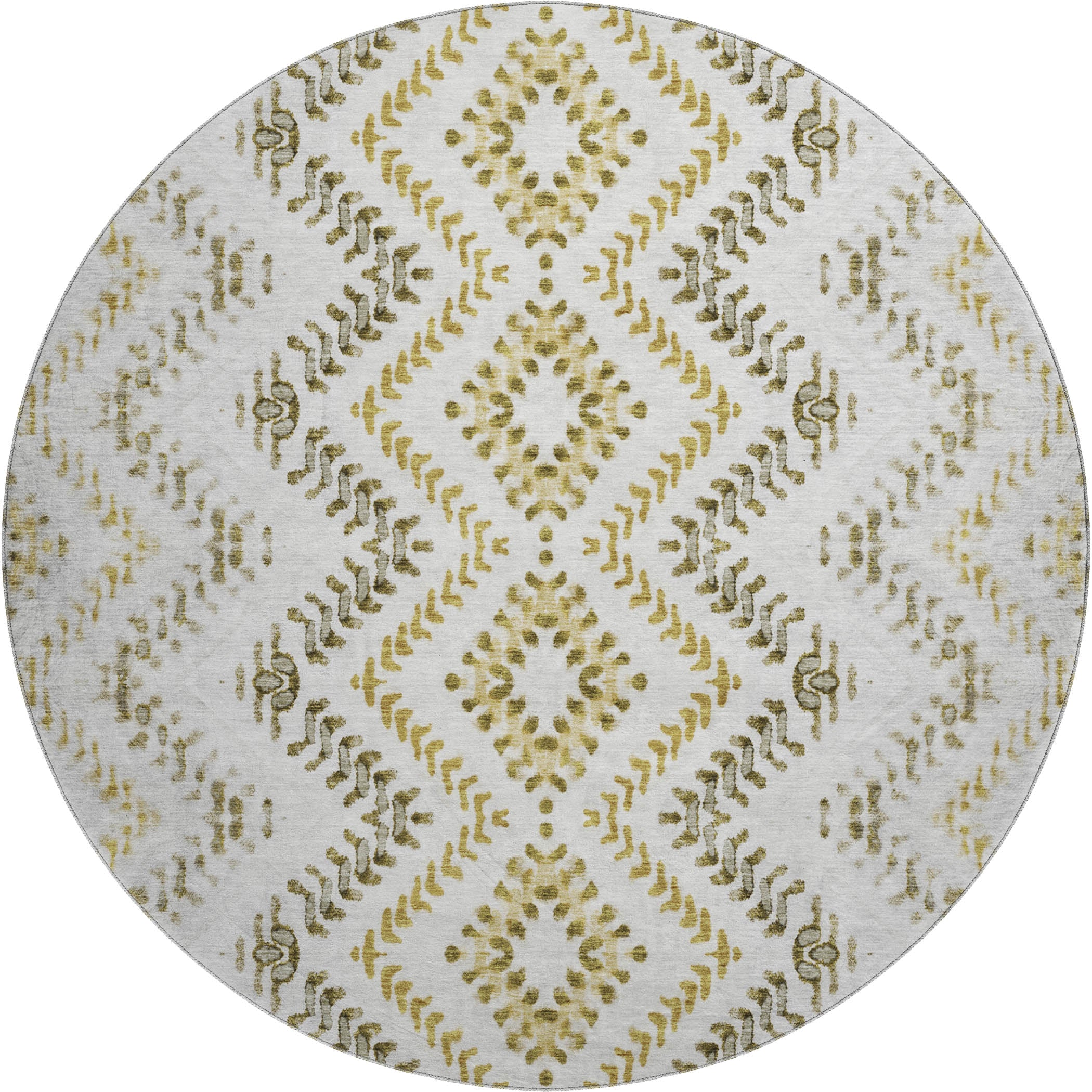 Rome Machine Washable Transitional Taupe Brown Rug 8' x 8' #shape_Round