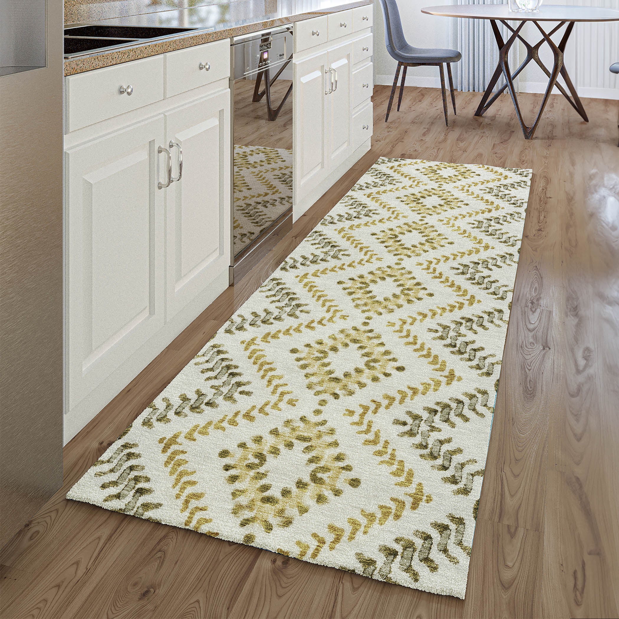 Rome Machine Washable Transitional Taupe Brown Rug 2'3" x 7'6" #shape_Runner