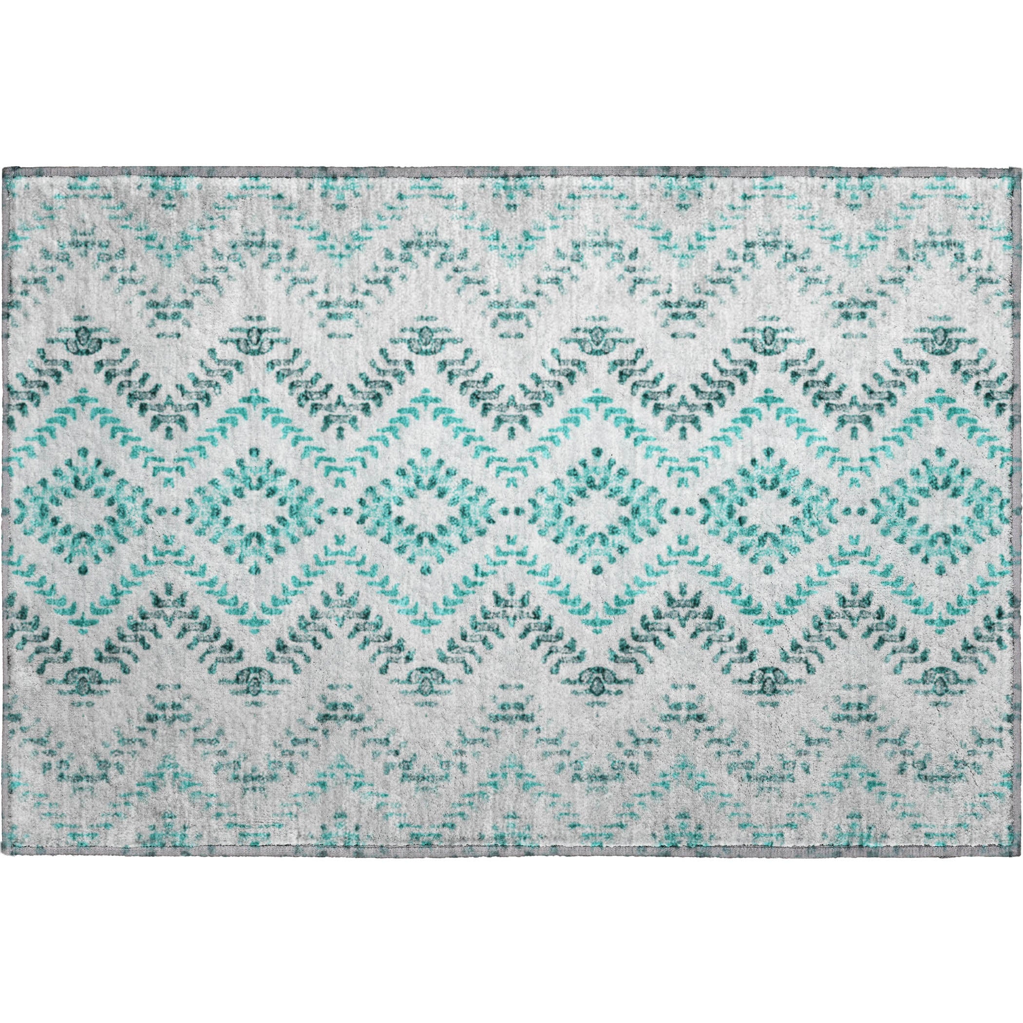 Rome Machine Washable Transitional Teal Rug 1'8" x 2'6" #shape_Rectangle