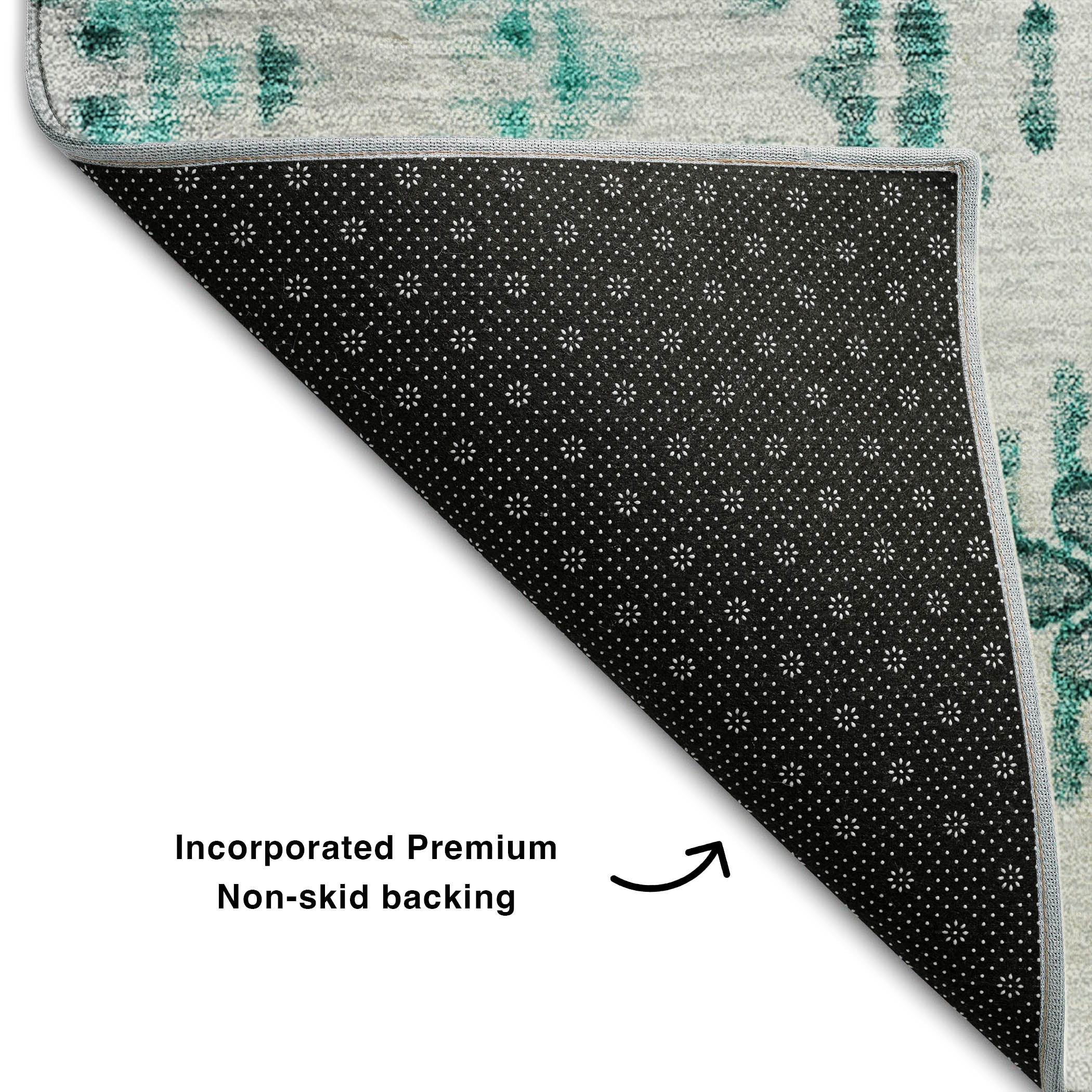 Rome Machine Washable Transitional Teal Rug 1'8" x 2'6" #shape_Rectangle