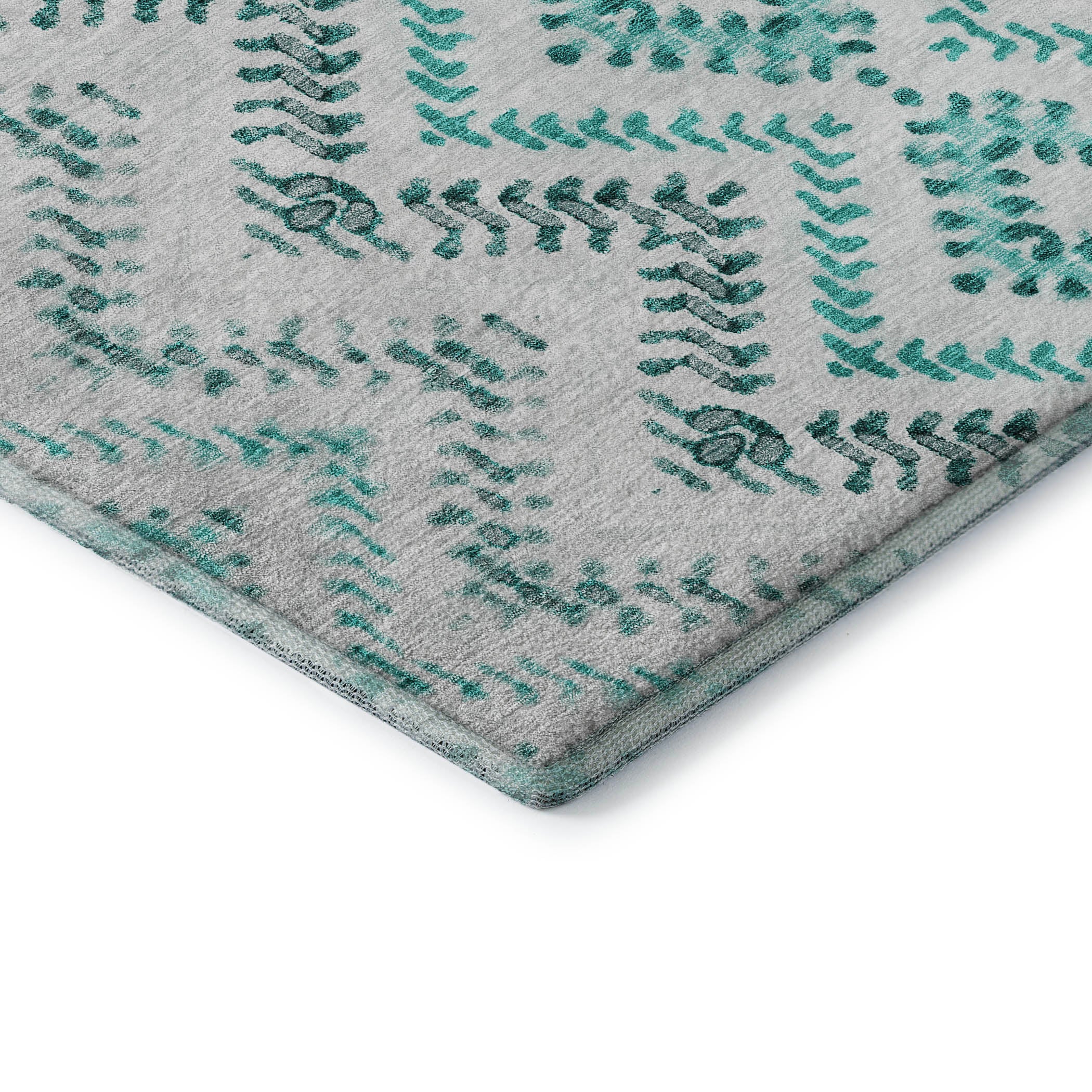 Rome Machine Washable Transitional Teal Rug 1'8" x 2'6" #shape_Rectangle
