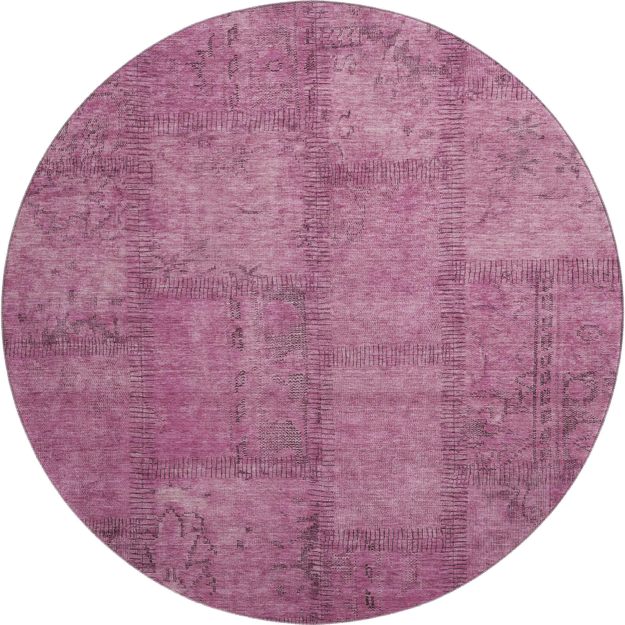 Lisbon Machine Washable Transitional Blush Pink Rug 8' x 8' #shape_Round