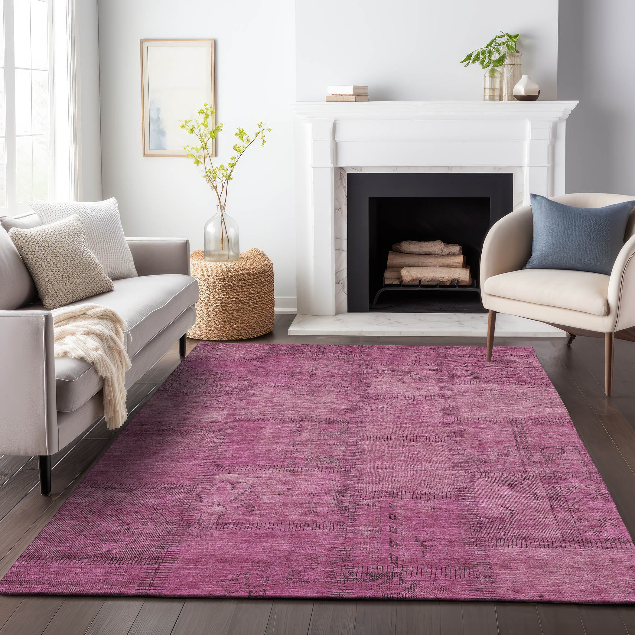 Lisbon Machine Washable Transitional Blush Pink Rug 2'6" x 3'10" #shape_Rectangle