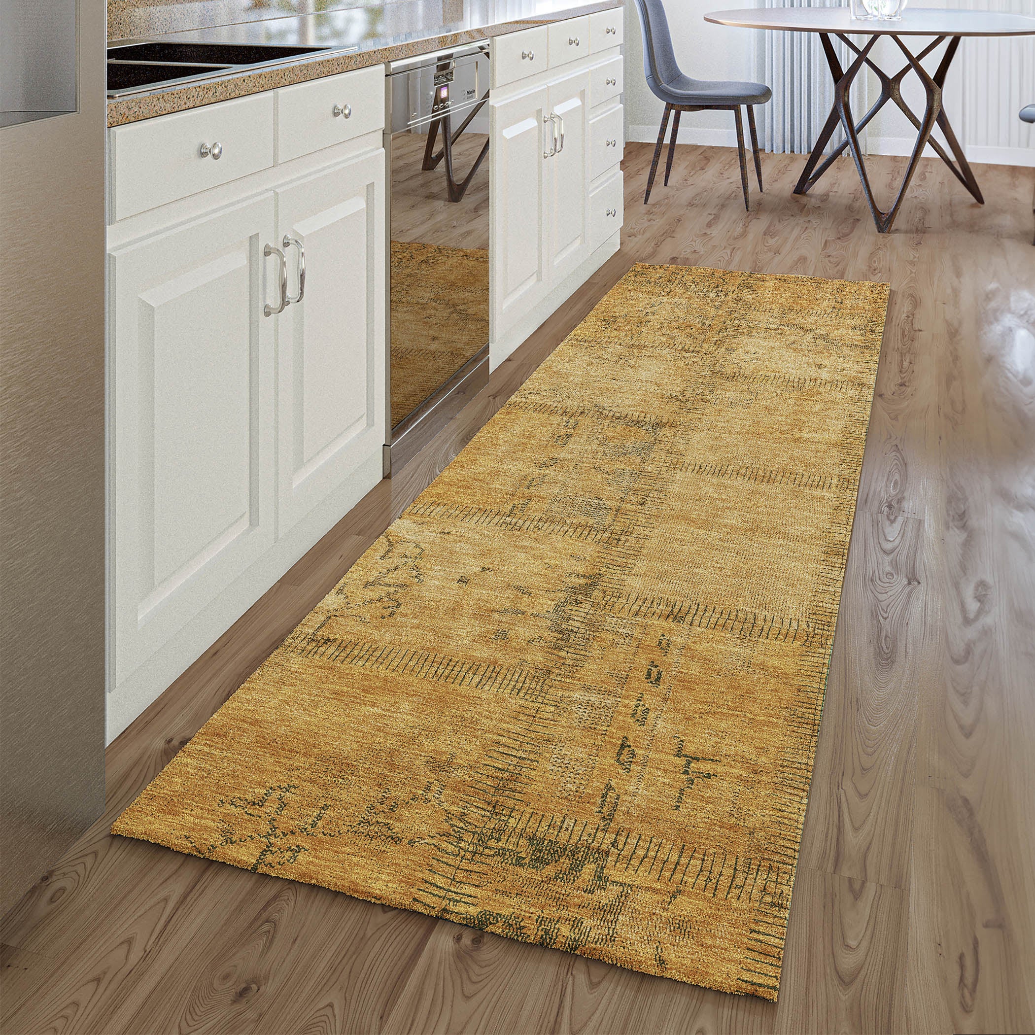 Lisbon Machine Washable Transitional Copper Orange Rug 2'3" x 7'6" #shape_Runner