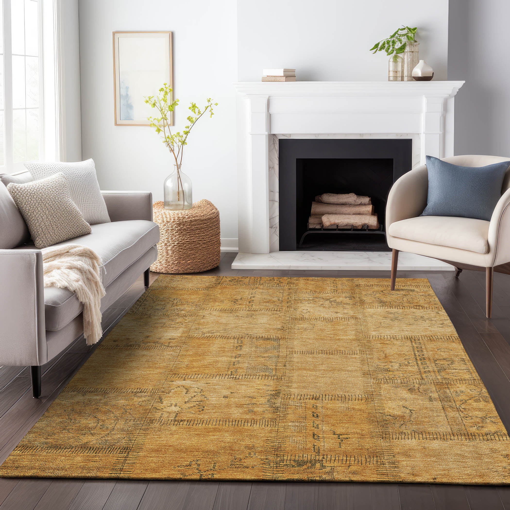 Lisbon Machine Washable Transitional Copper Orange Rug 2'6" x 3'10" #shape_Rectangle