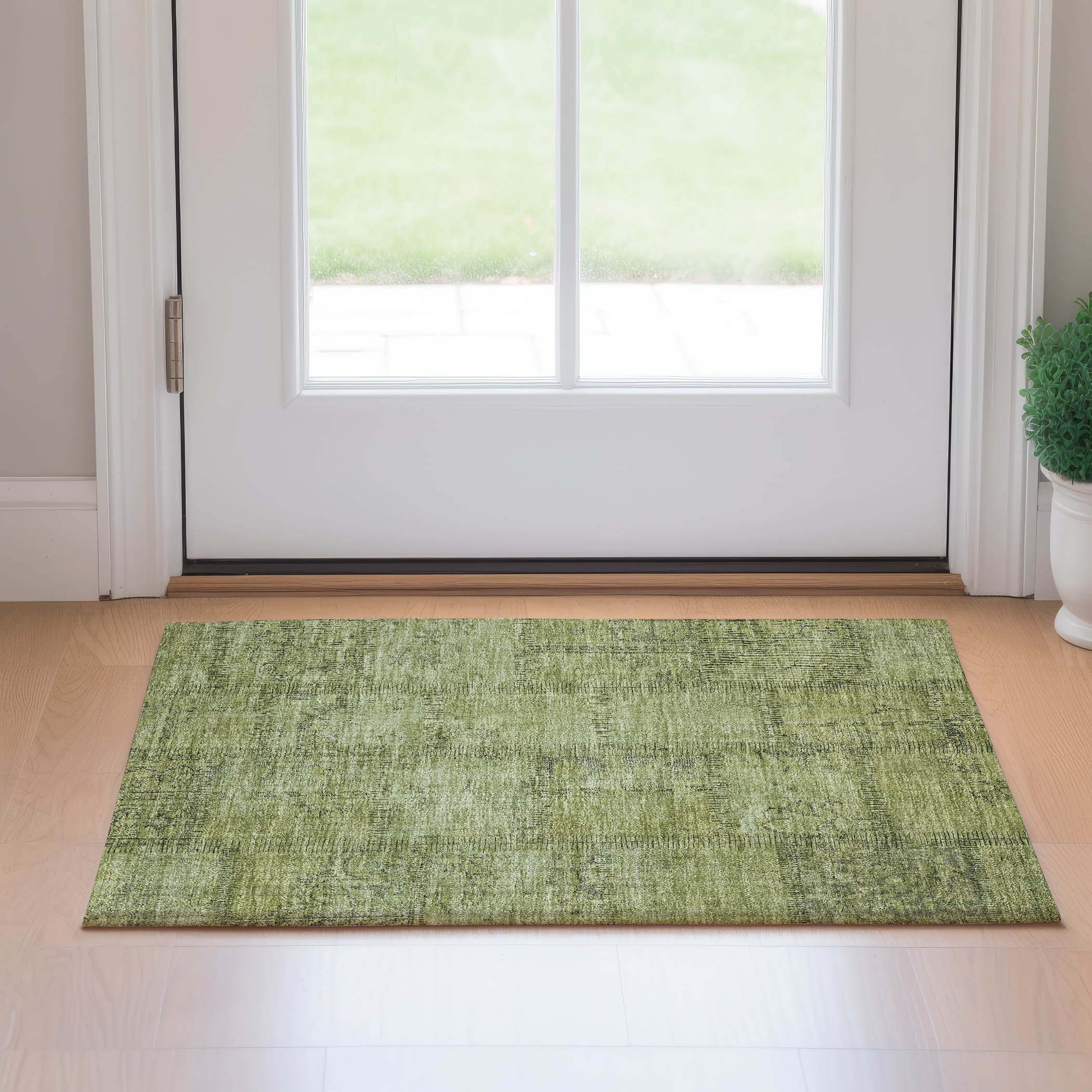 Lisbon Machine Washable Transitional Fern Green Rug 1'8" x 2'6" #shape_Rectangle