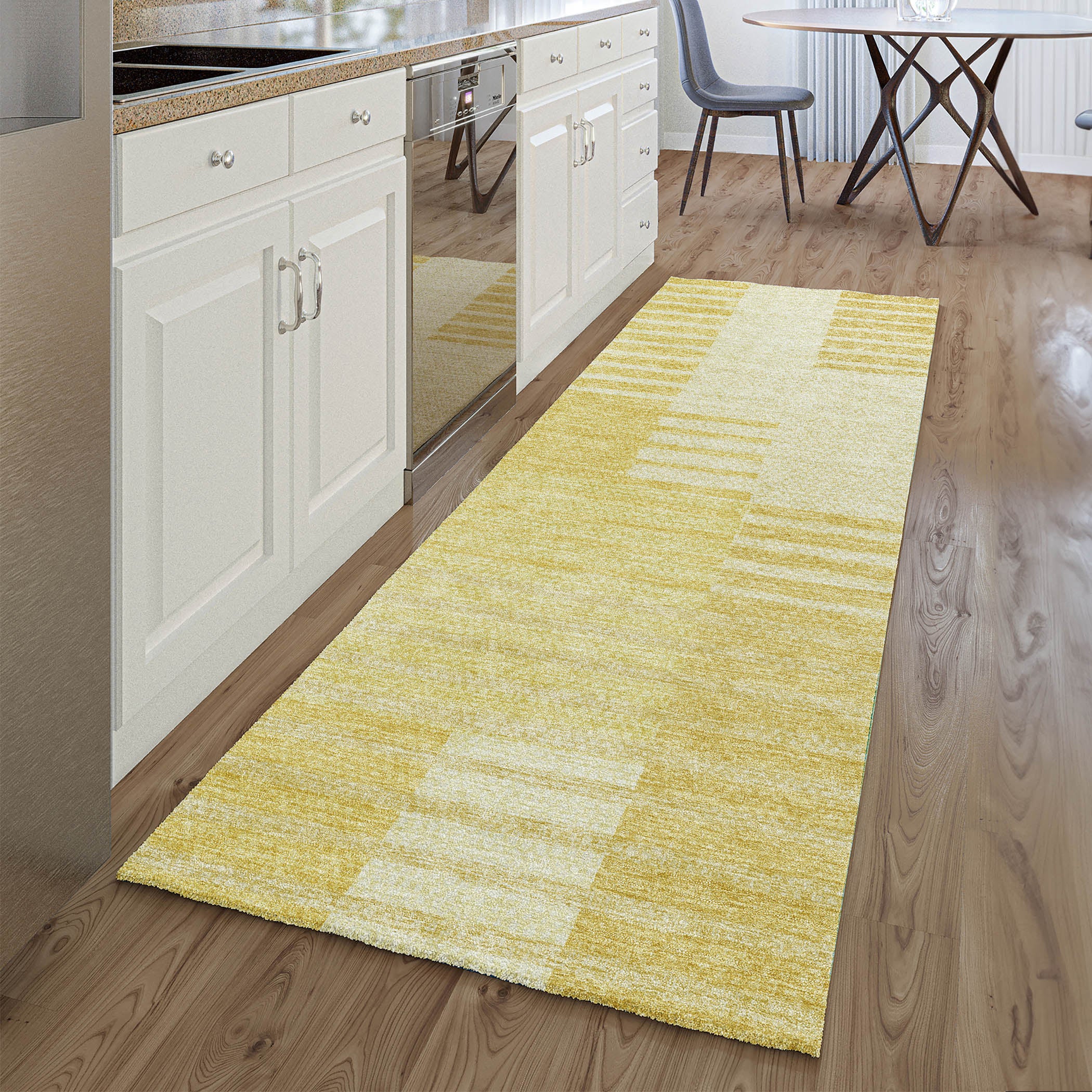 Bangkok Machine Washable Transitional Honey Gold Rug 2'3" x 7'6" #shape_Runner