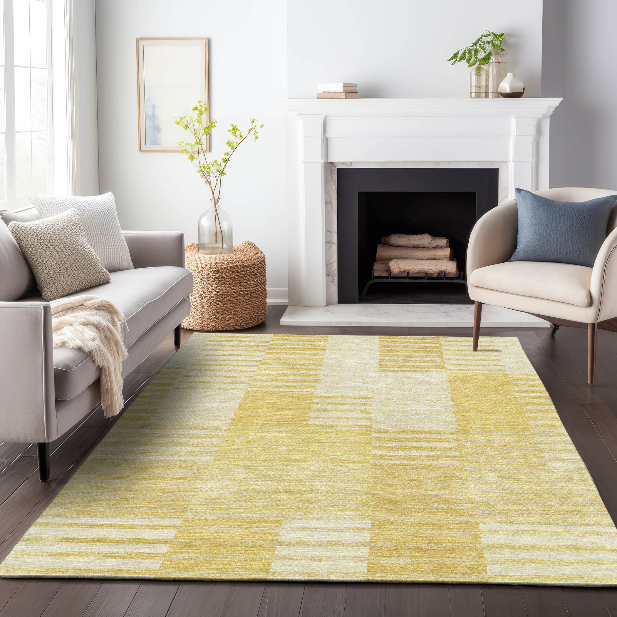 Bangkok Machine Washable Transitional Honey Gold Rug 2'6" x 3'10" #shape_Rectangle