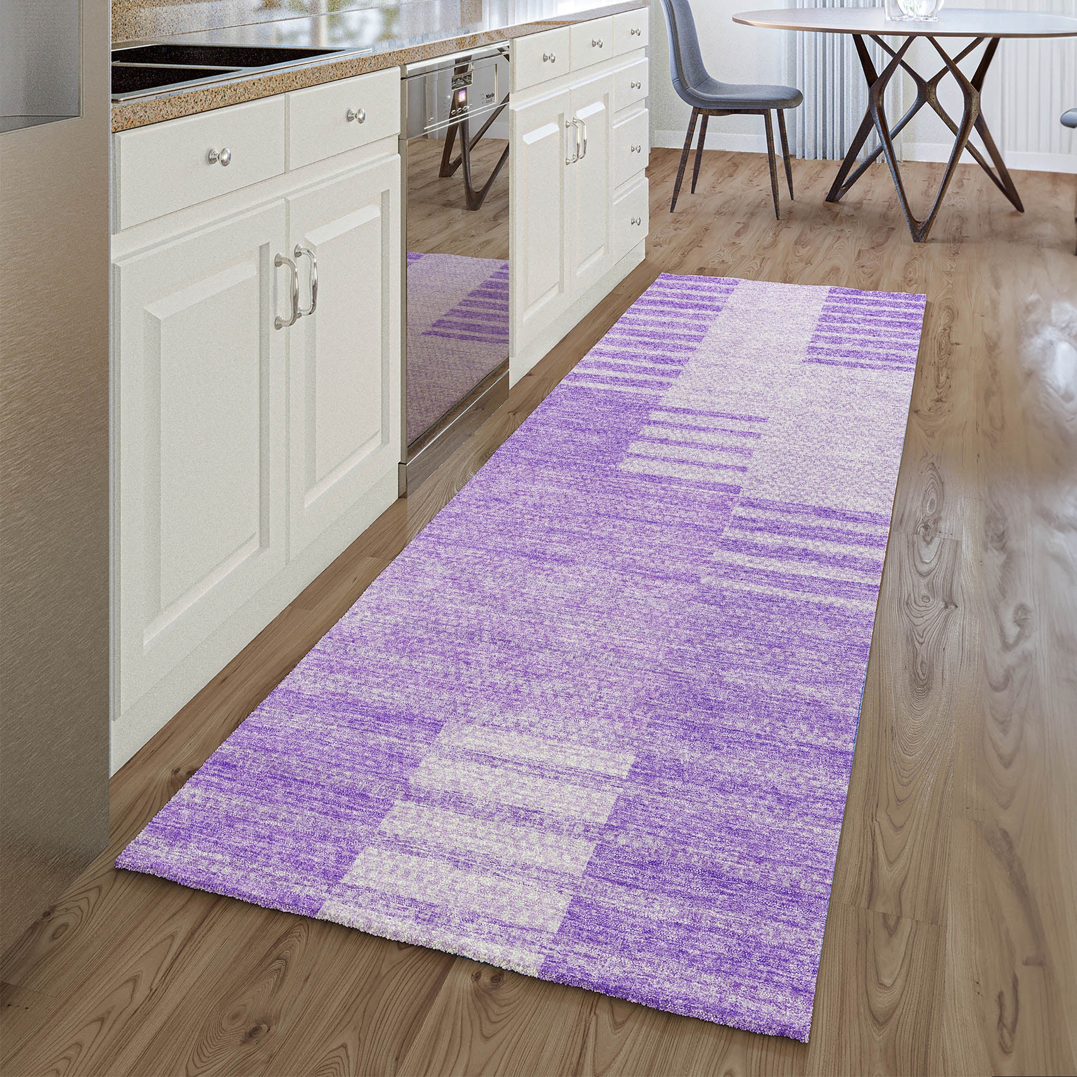Bangkok Machine Washable Transitional Lavender Purple Rug 2'3" x 7'6" #shape_Runner